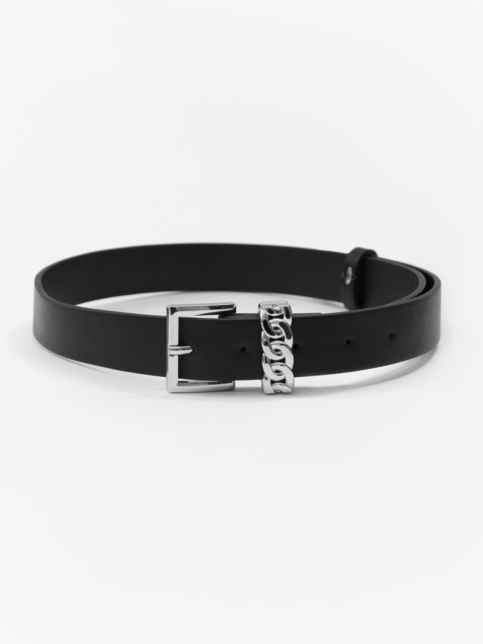 Vegan leather belt with chain belt loop :: LICHI - Online fashion store