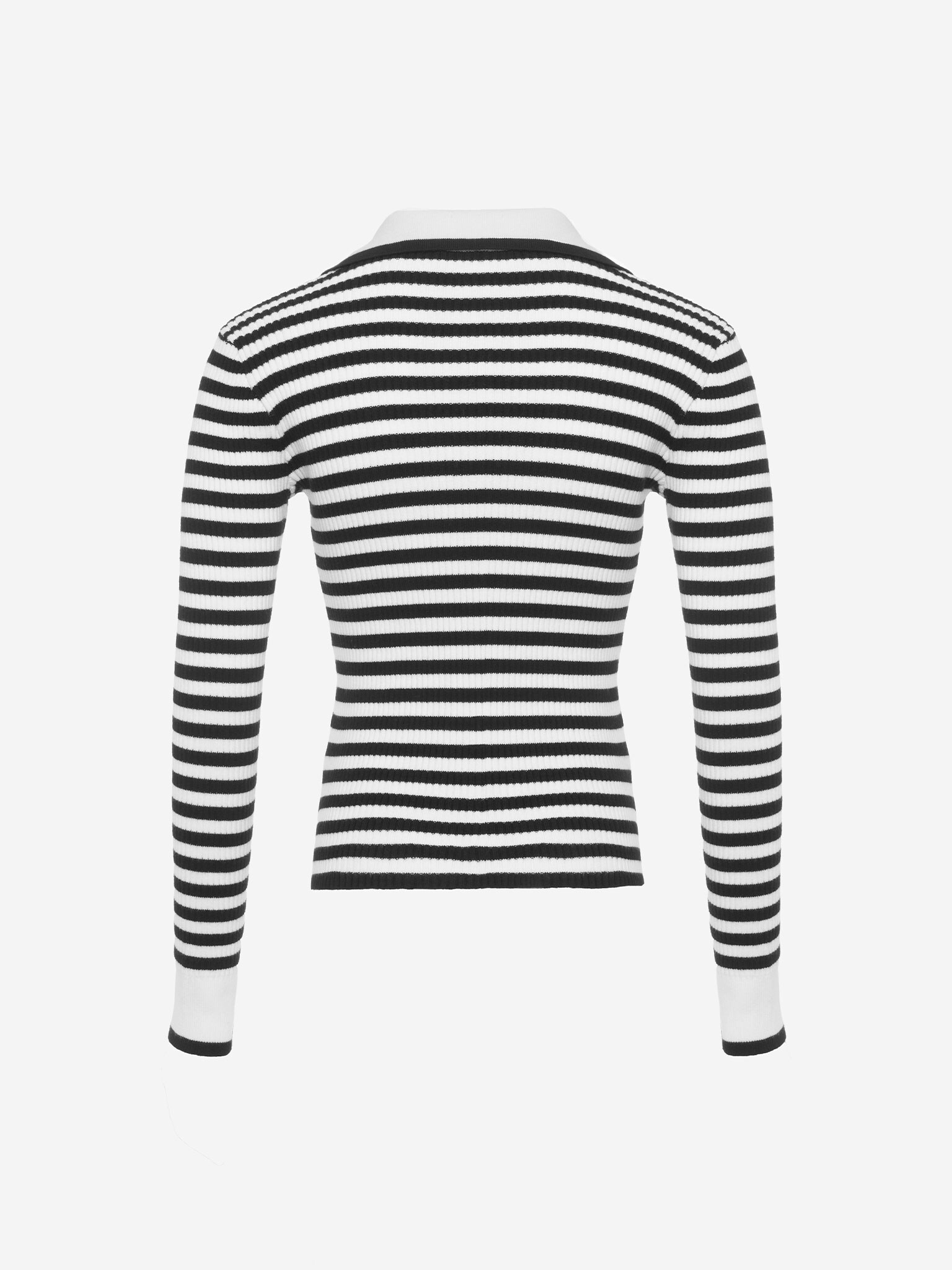 Striped knit jumper with polo collar