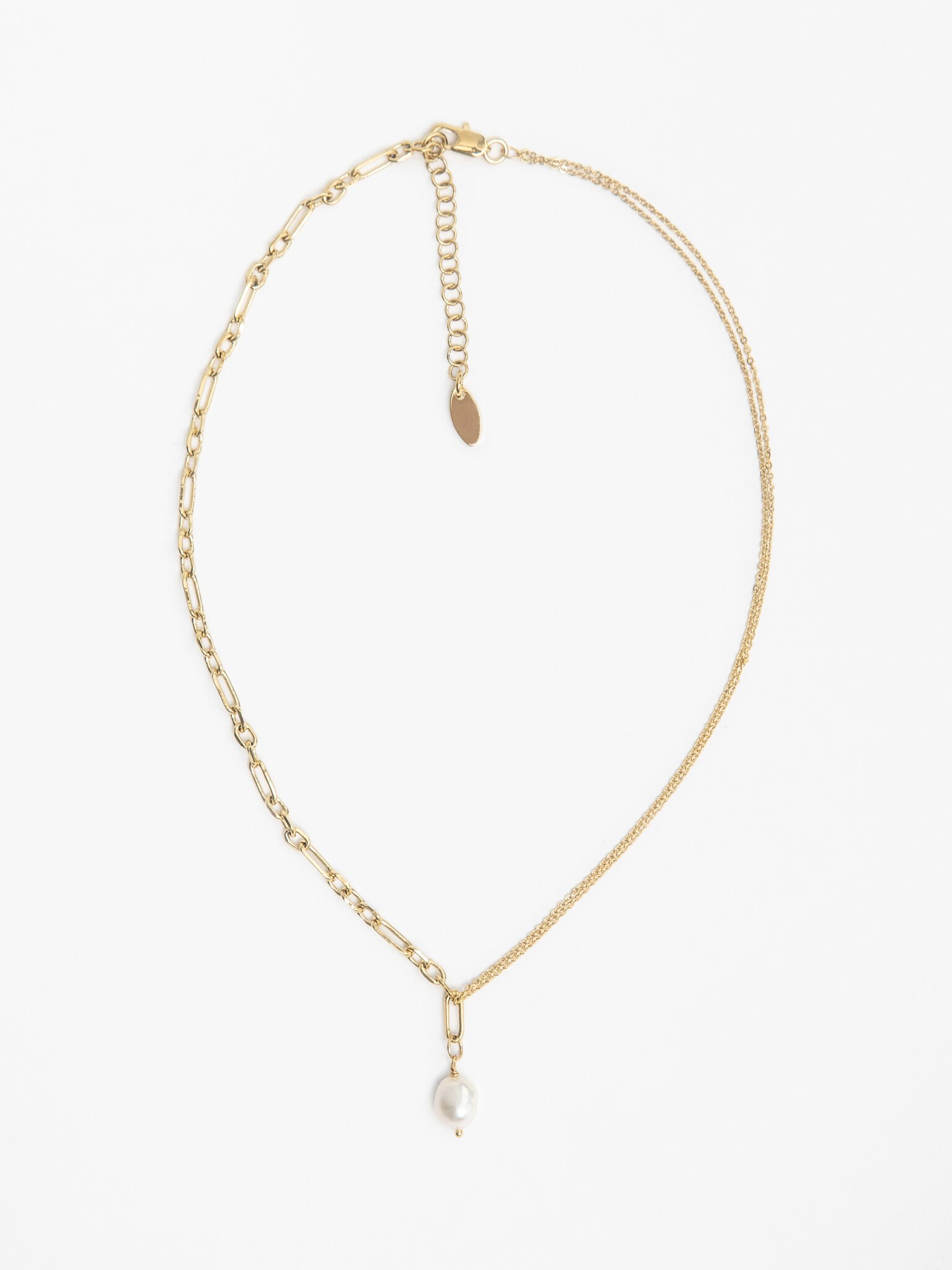 Pearl asymmetric chain necklace