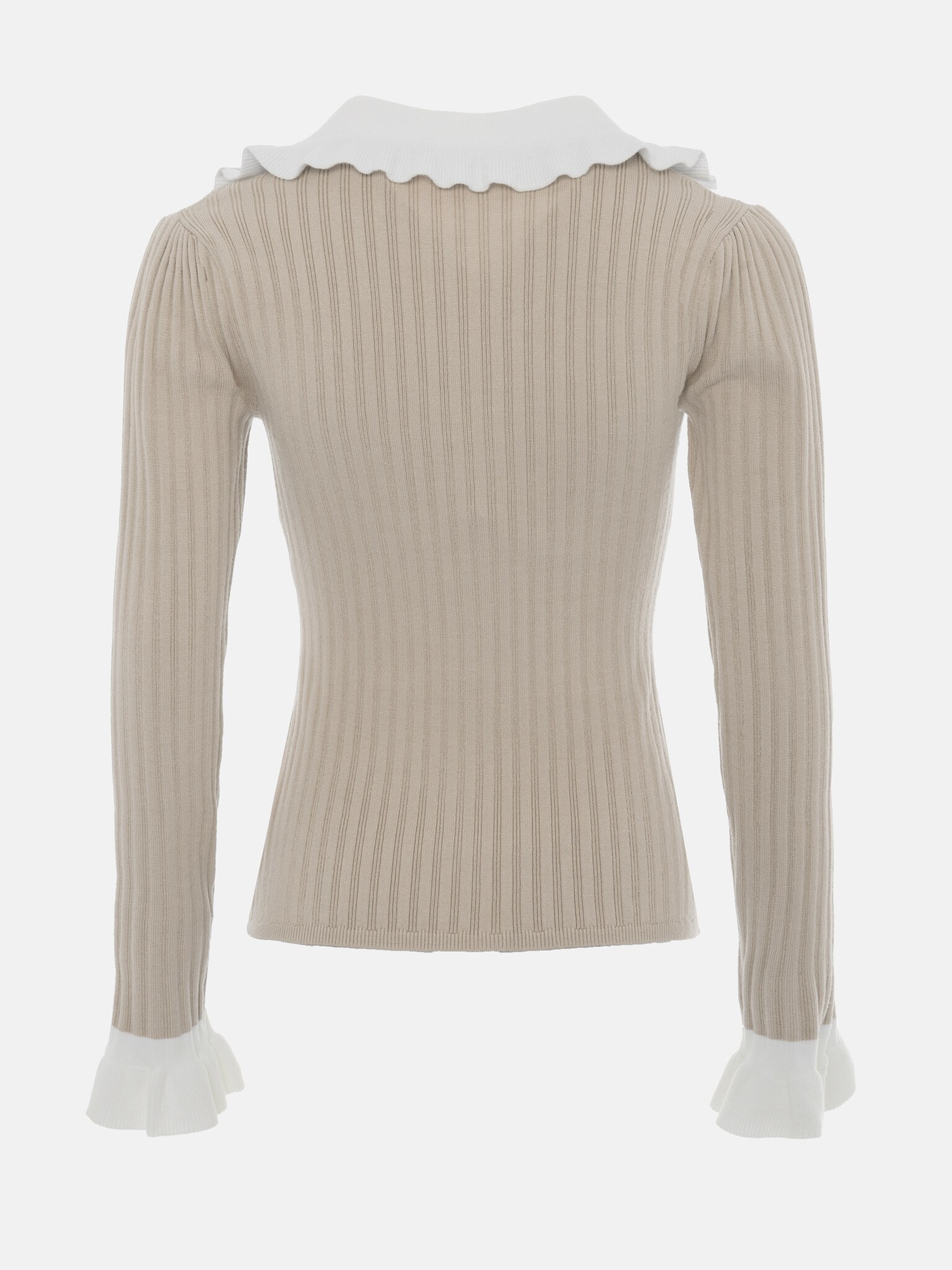 Knitted cardigan with delicate collar and cuffs :: LICHI - Online ...