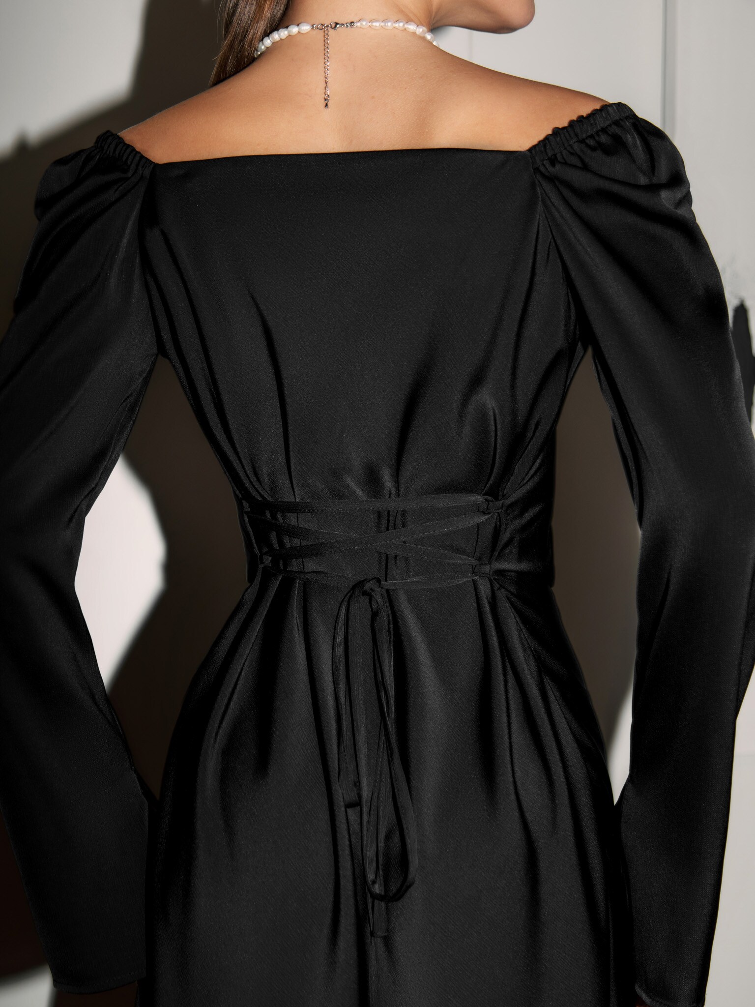 Draped slim-waist mini dress :: LICHI - Online fashion store