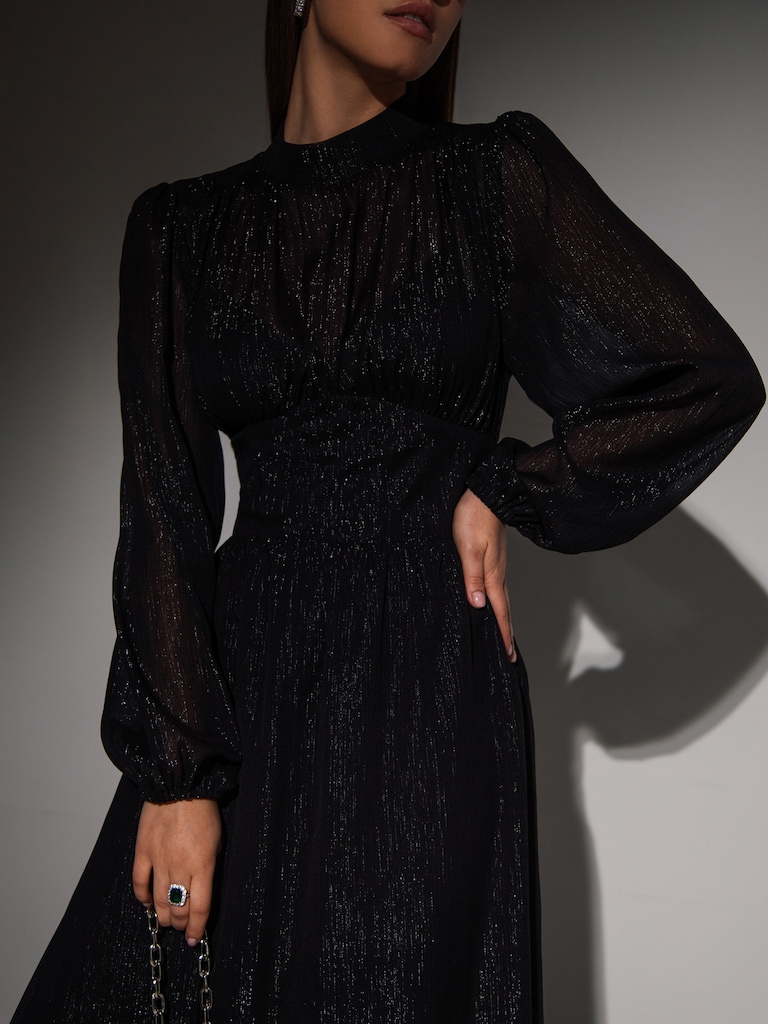 LICHI - Online fashion store :: Flared metallic midi dress