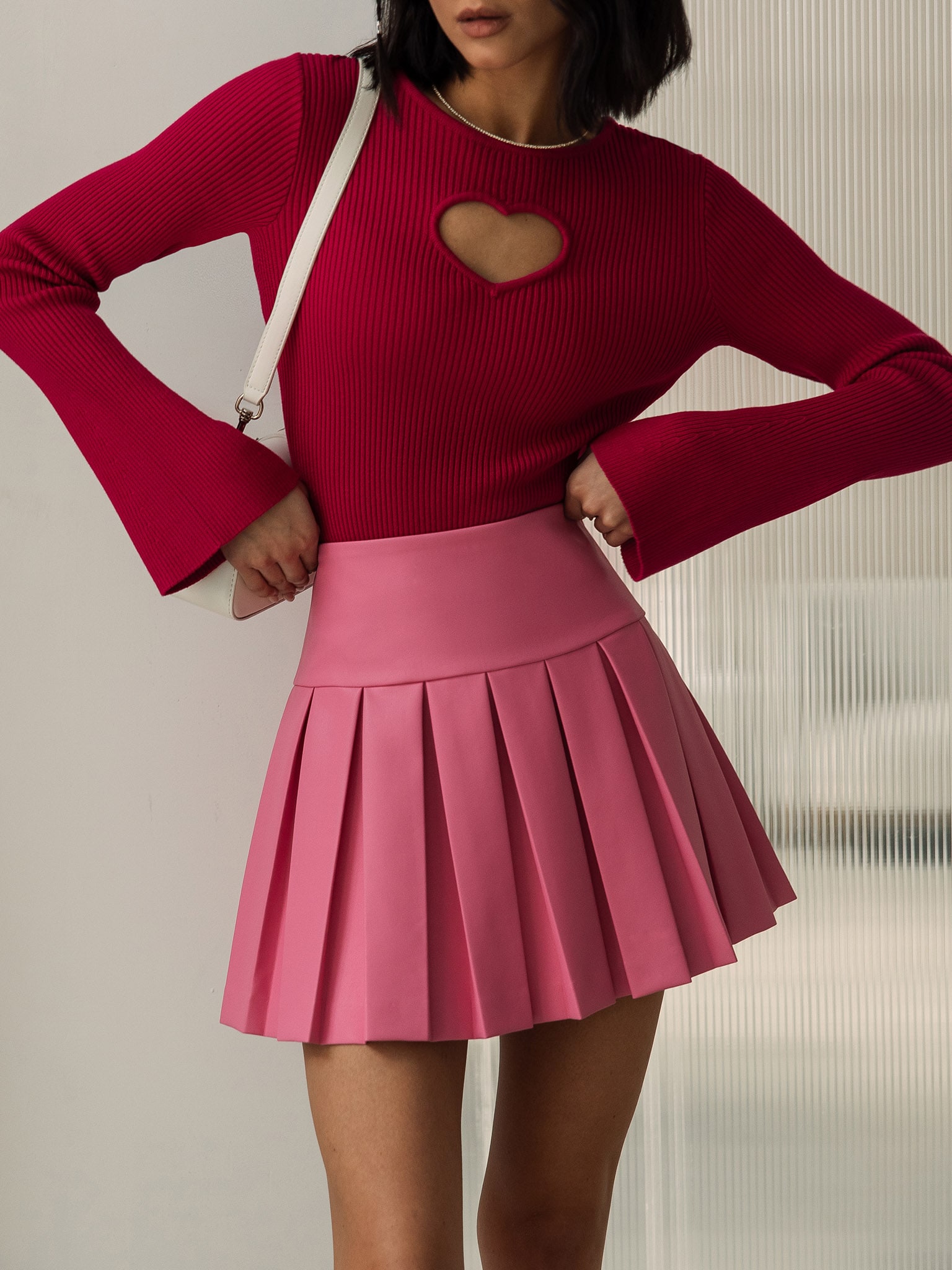 Pleated Mini Skirt From Eco leather LICHI Online Fashion Store pleated-mini-skirt-from-eco-leather-lichi-online-fashion-store