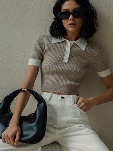 Cropped top with contrasting details :: LICHI - Online fashion store