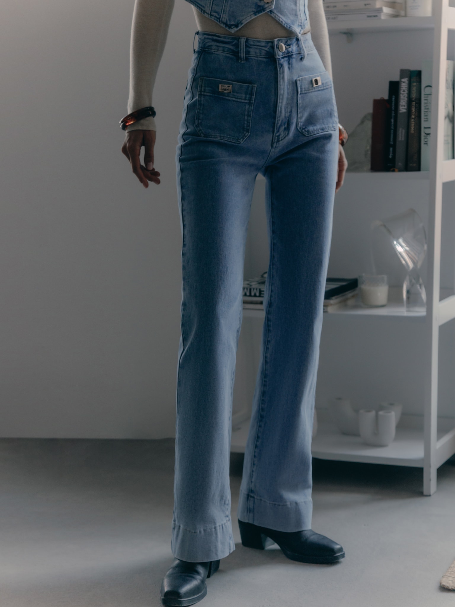 Straight jeans with side chain decor :: LICHI - Online fashion store