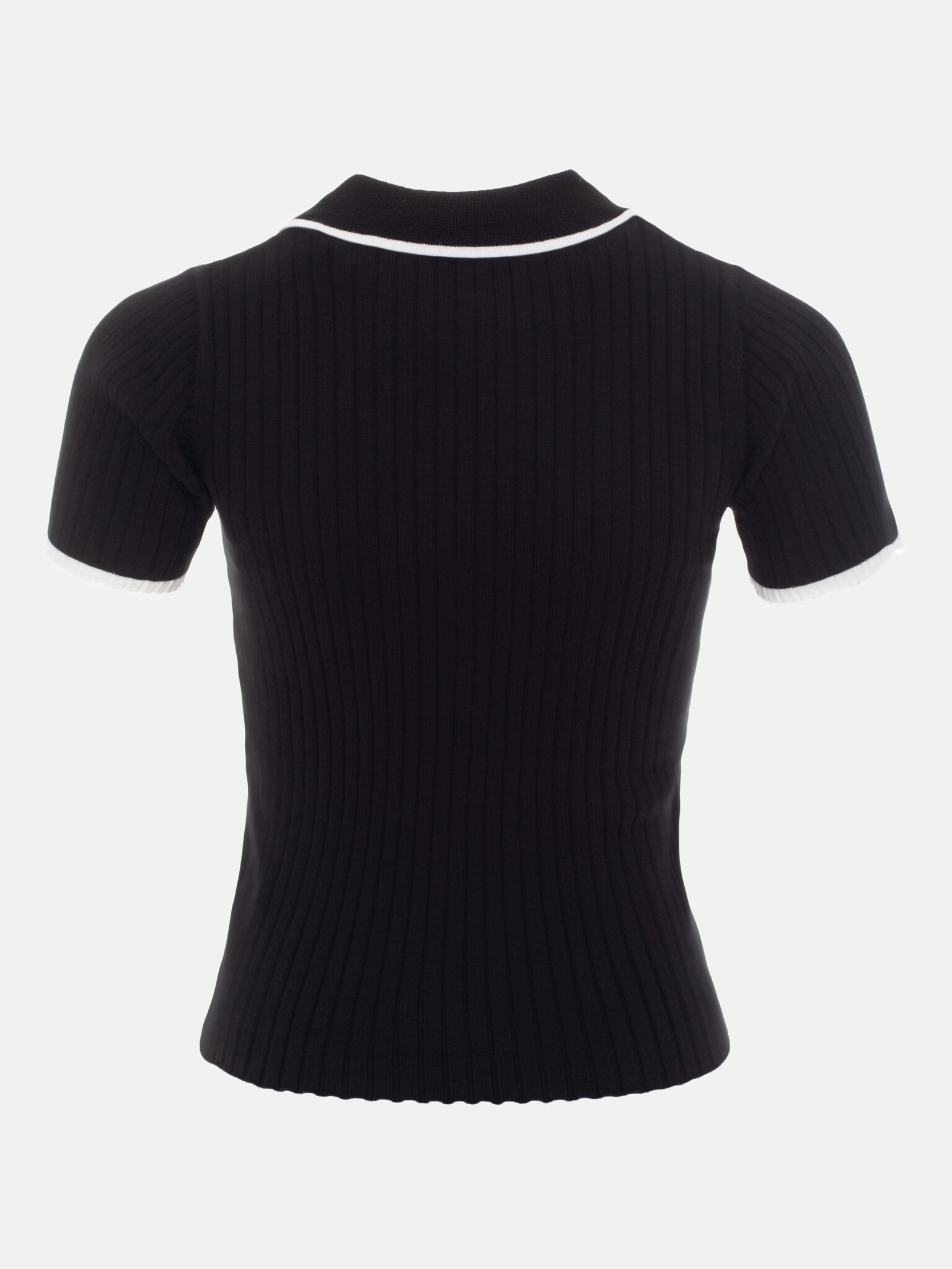 Tight-fitting knit polo in ribbed fabric