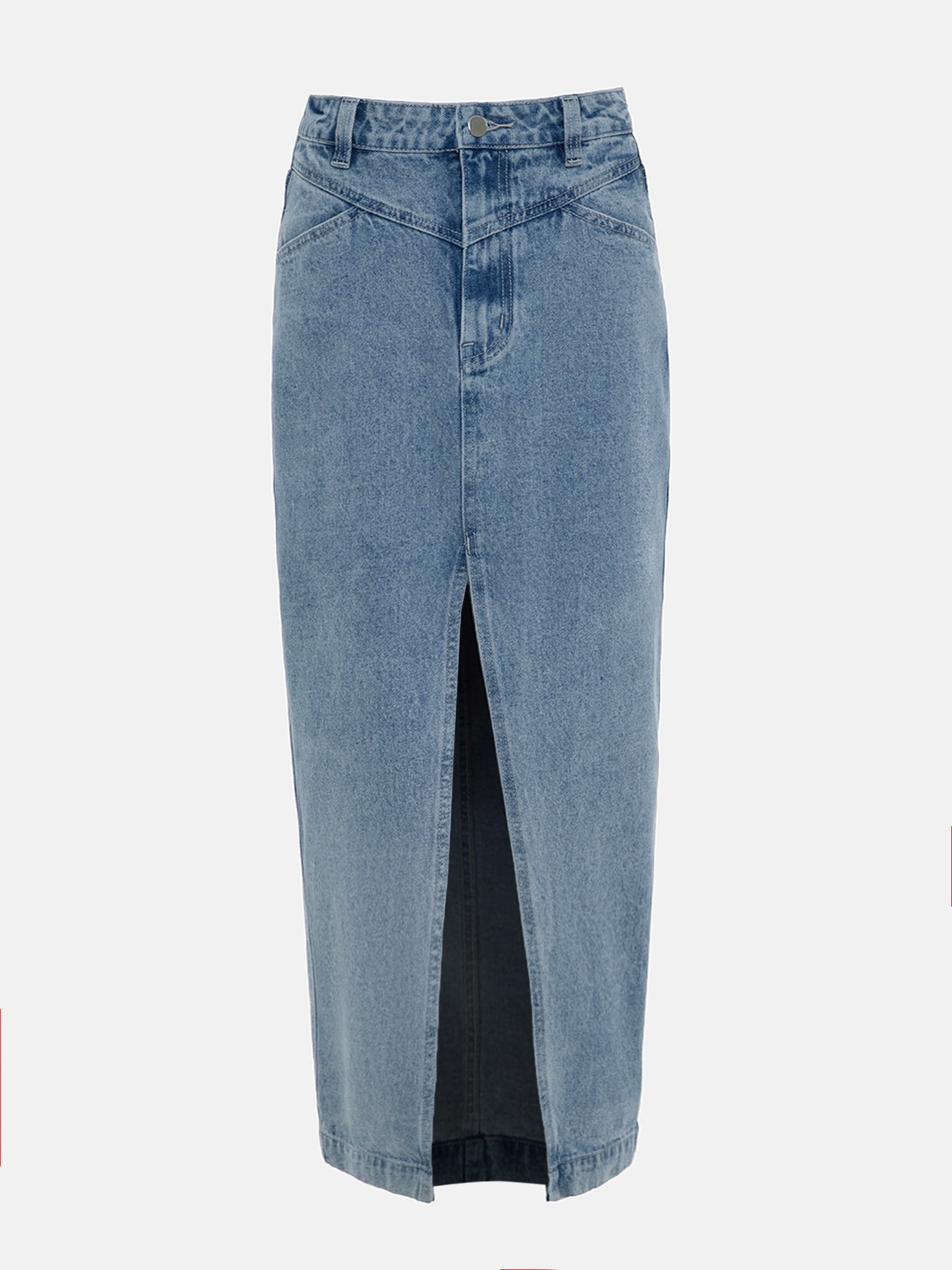 Maxi denim skirt with a front slit :: LICHI - Online fashion store