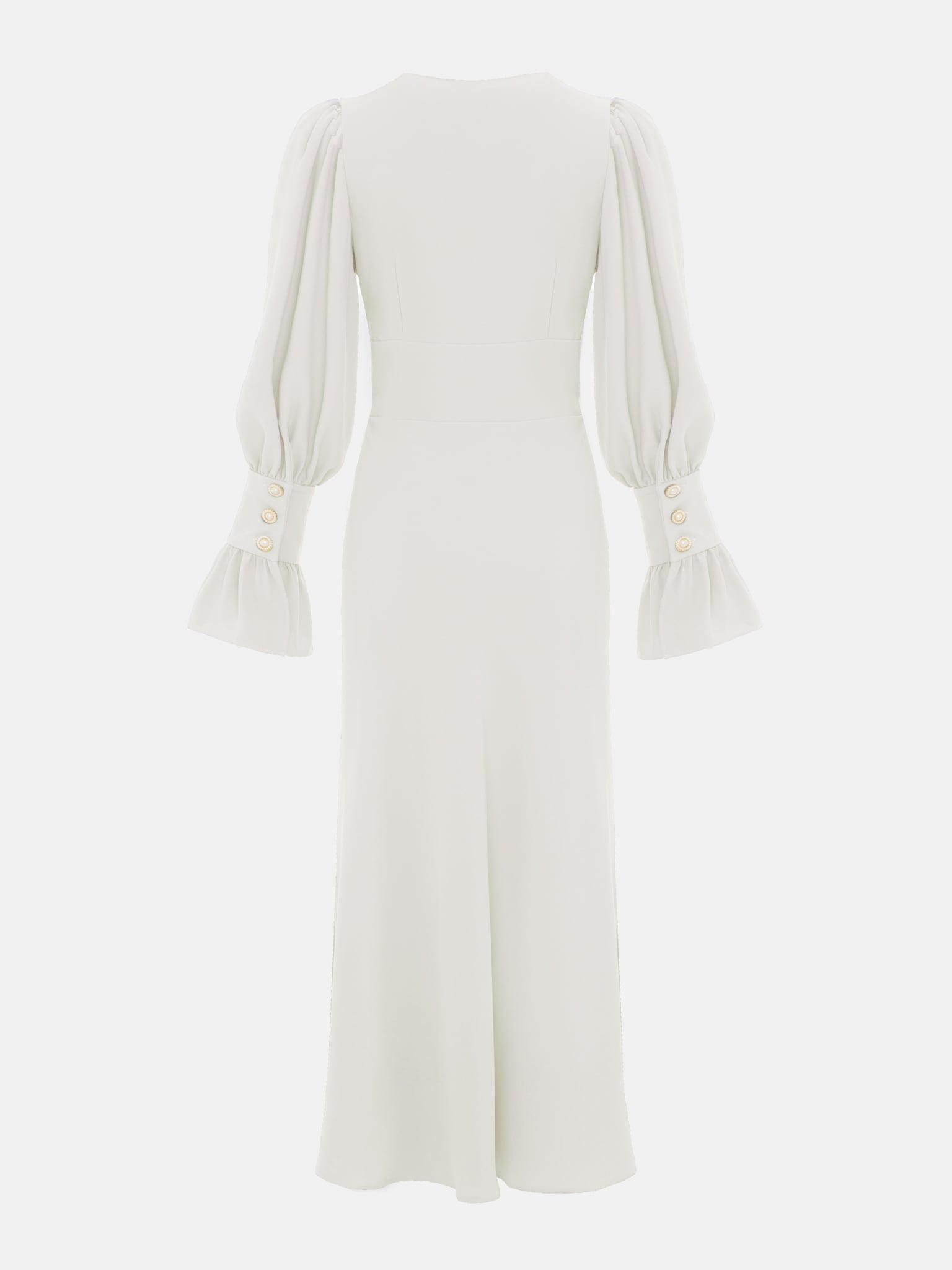 Midi dress with pleated bodice and voluminous cuffs :: LICHI - Online ...