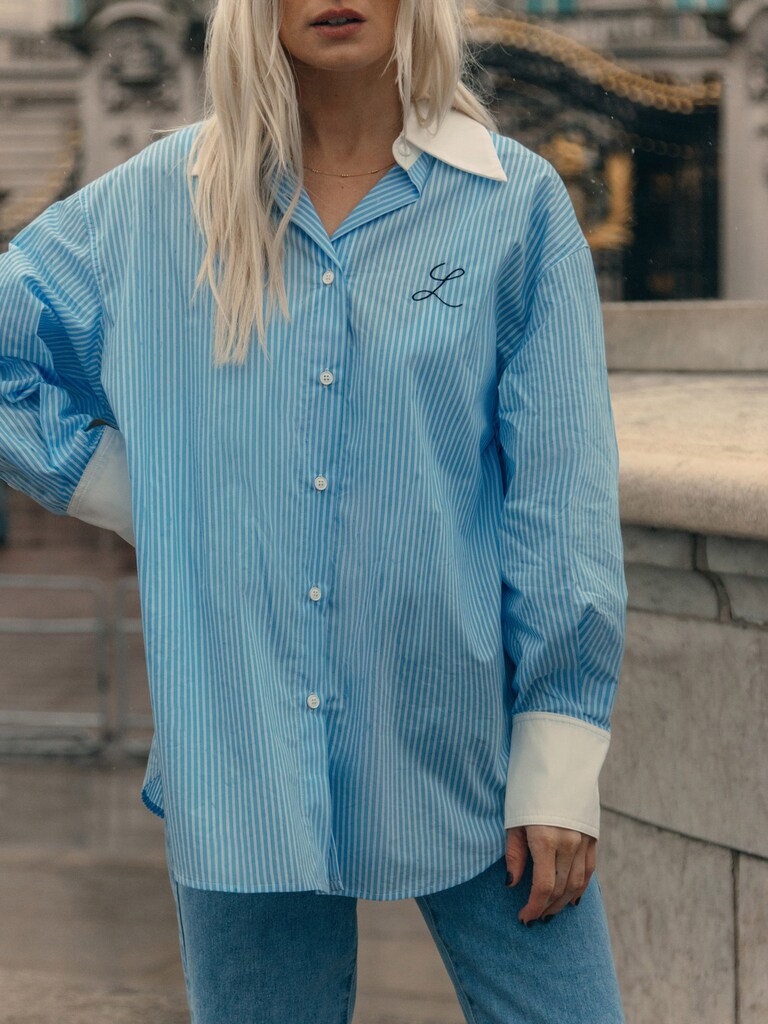 Personalized Embroidered Monogram Oversized Button Down Shirt