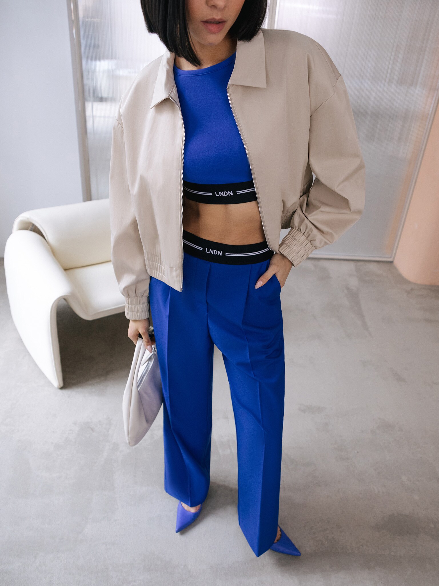 Loose Trousers With Contrasting Elastic Band LICHI Online Fashion loose-trousers-with-contrasting-elastic-band-lichi-online-fashion
