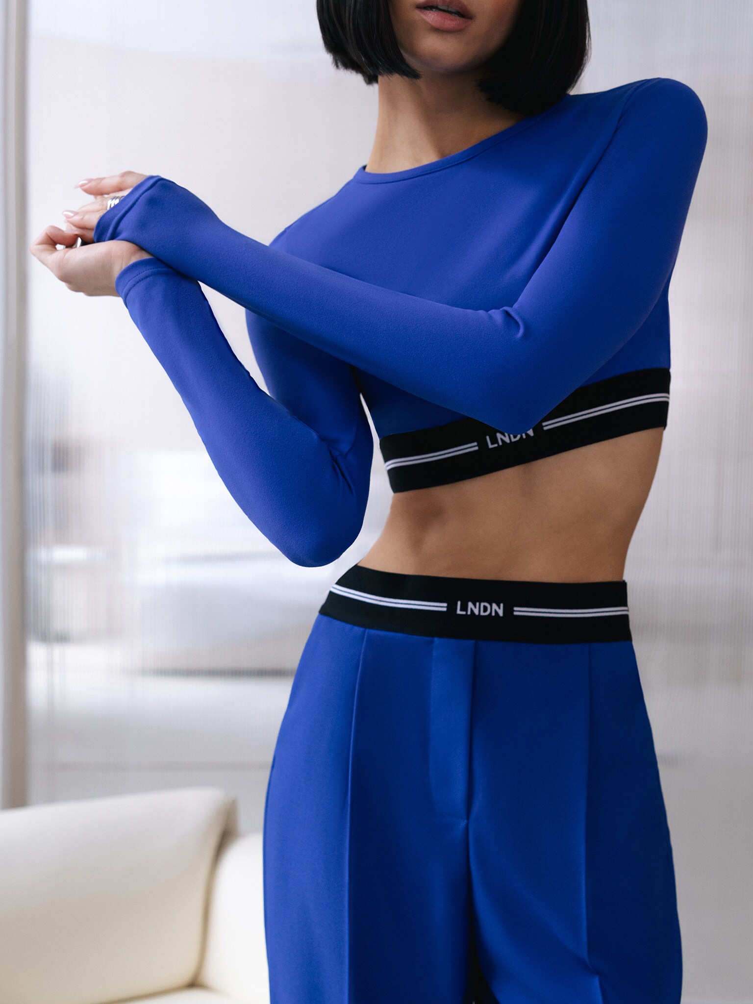 Loose Trousers With Contrasting Elastic Band LICHI Online Fashion loose-trousers-with-contrasting-elastic-band-lichi-online-fashion