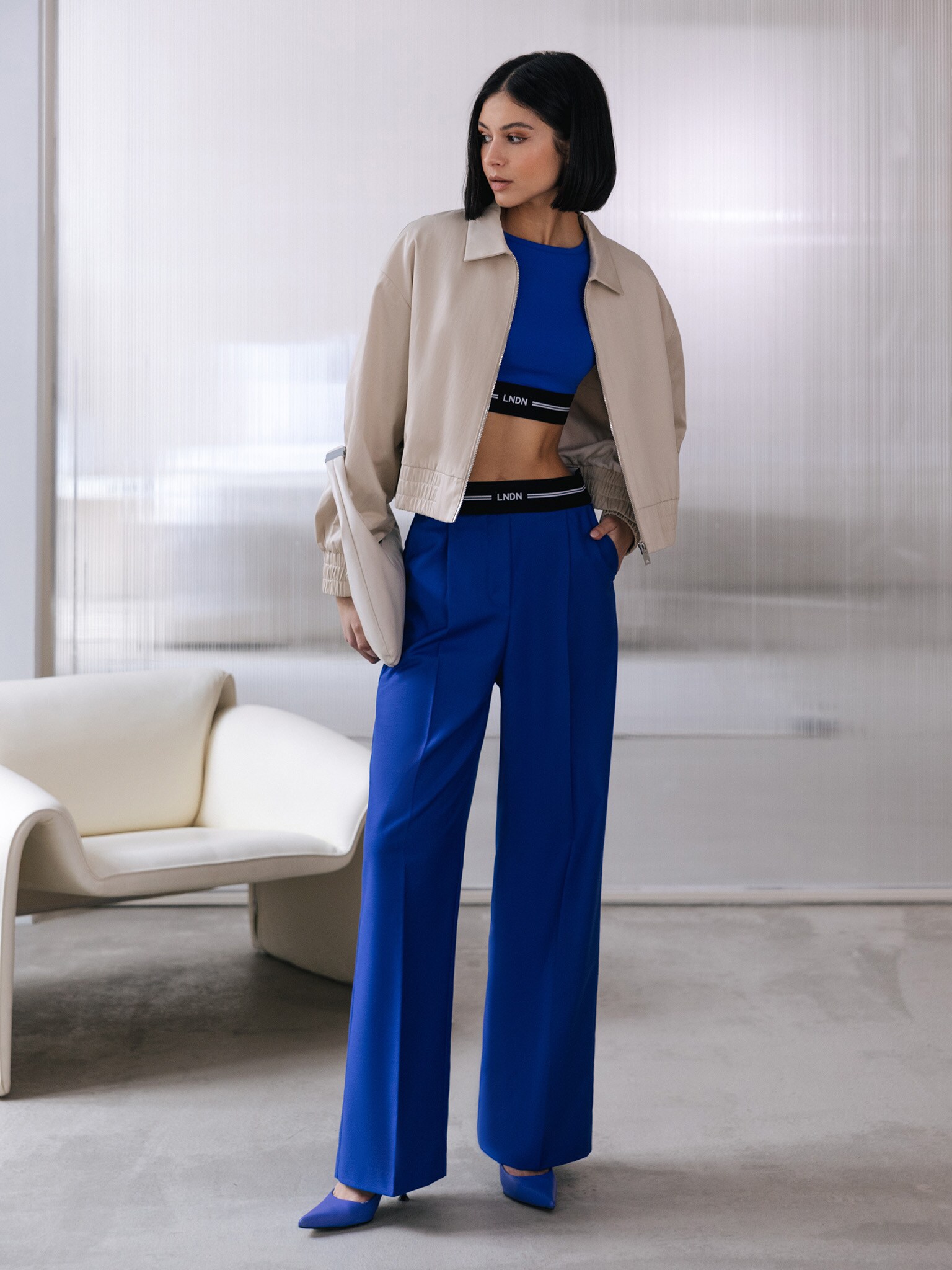 Loose Trousers With Contrasting Elastic Band LICHI Online Fashion loose-trousers-with-contrasting-elastic-band-lichi-online-fashion