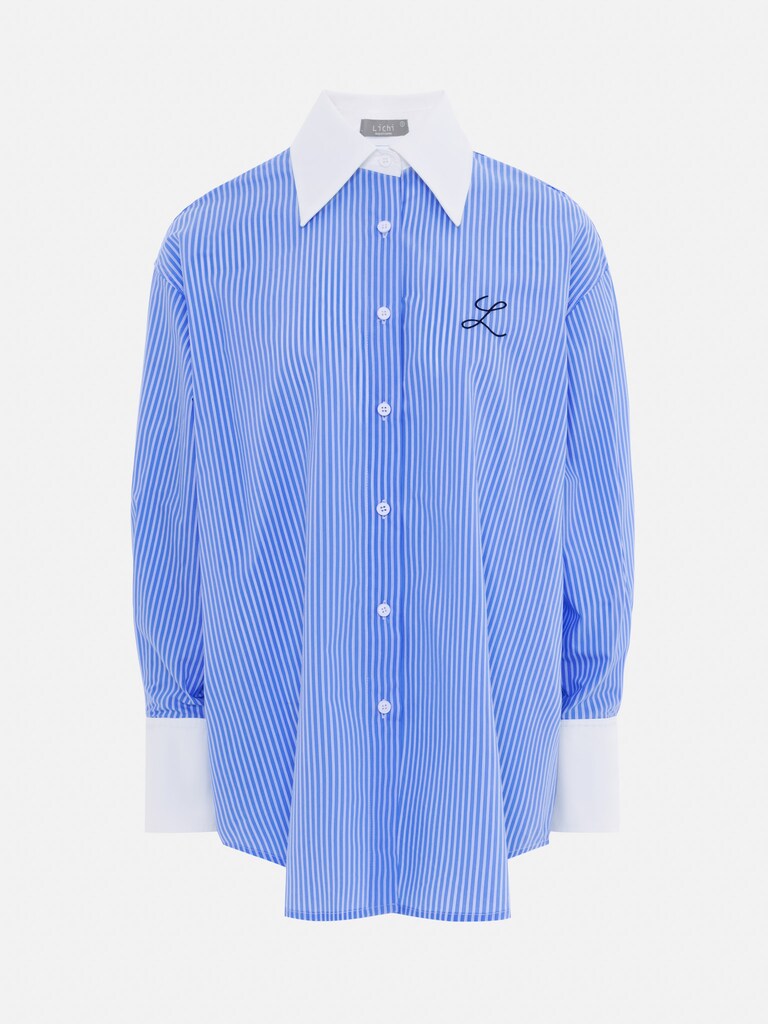 Saint Laurent Monogram Shirt in Striped Cotton