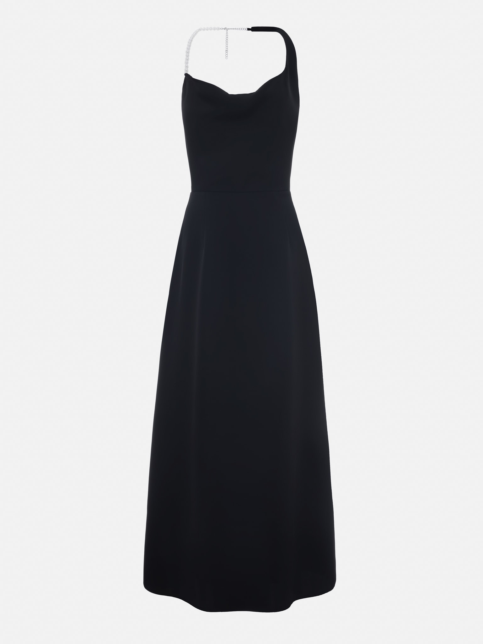 Satin midi dress with pearl halter :: LICHI - Online fashion store