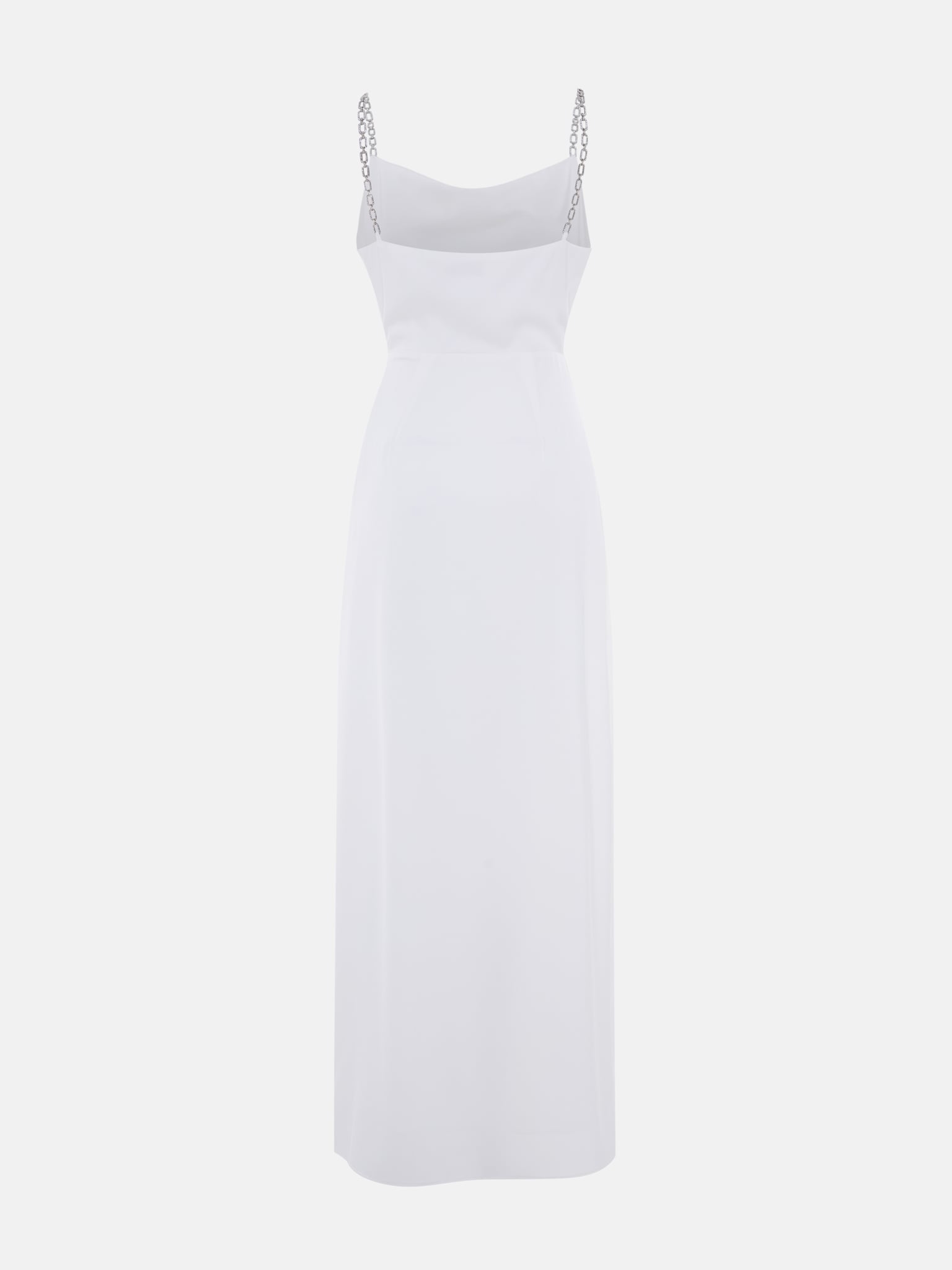 Maxi dress with draped neckline and chain straps