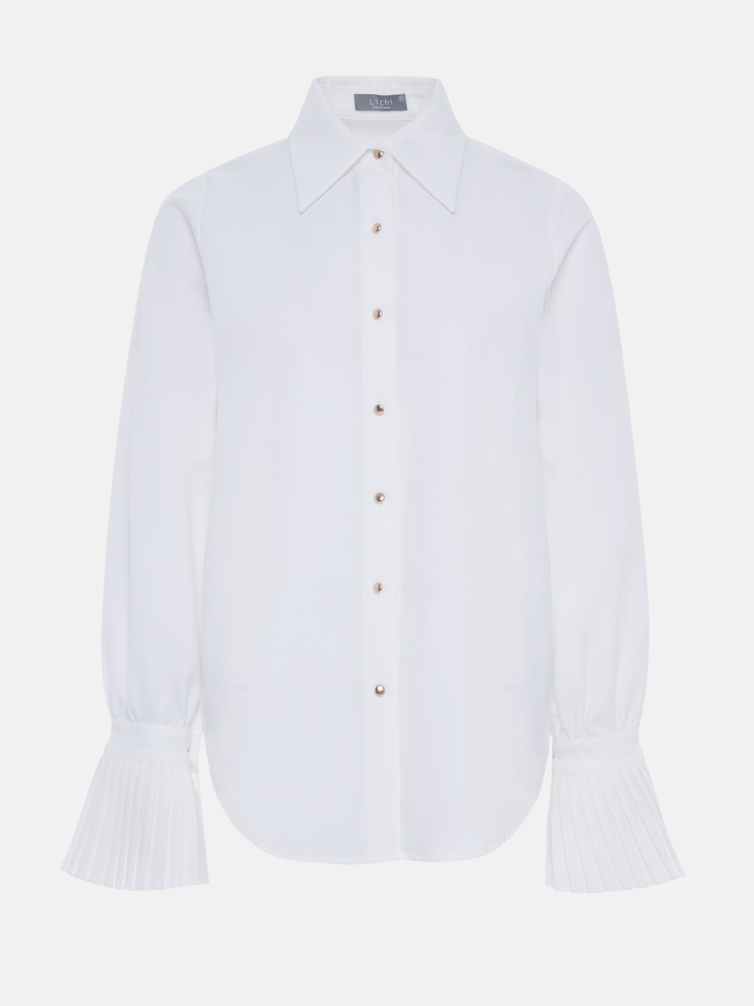 Smooth fabric shirt with pleated cuffs