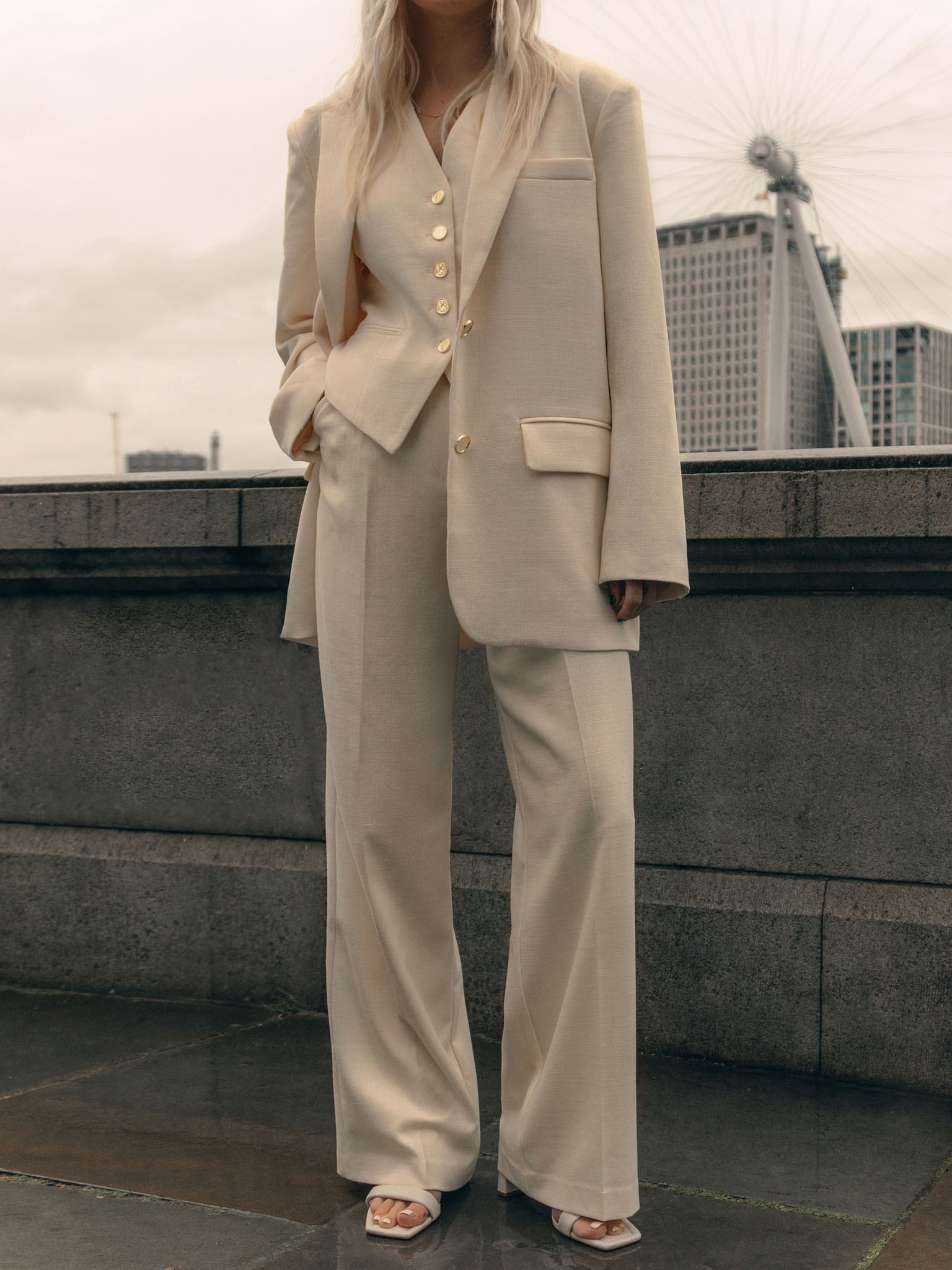 Strukturierter einreihiger Blazer in Übergröße