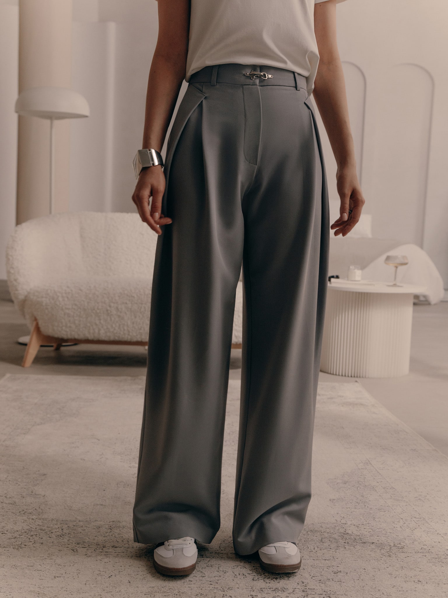 High Waisted Wide Leg Pant with Attachable Belt – Ola Hou Designs