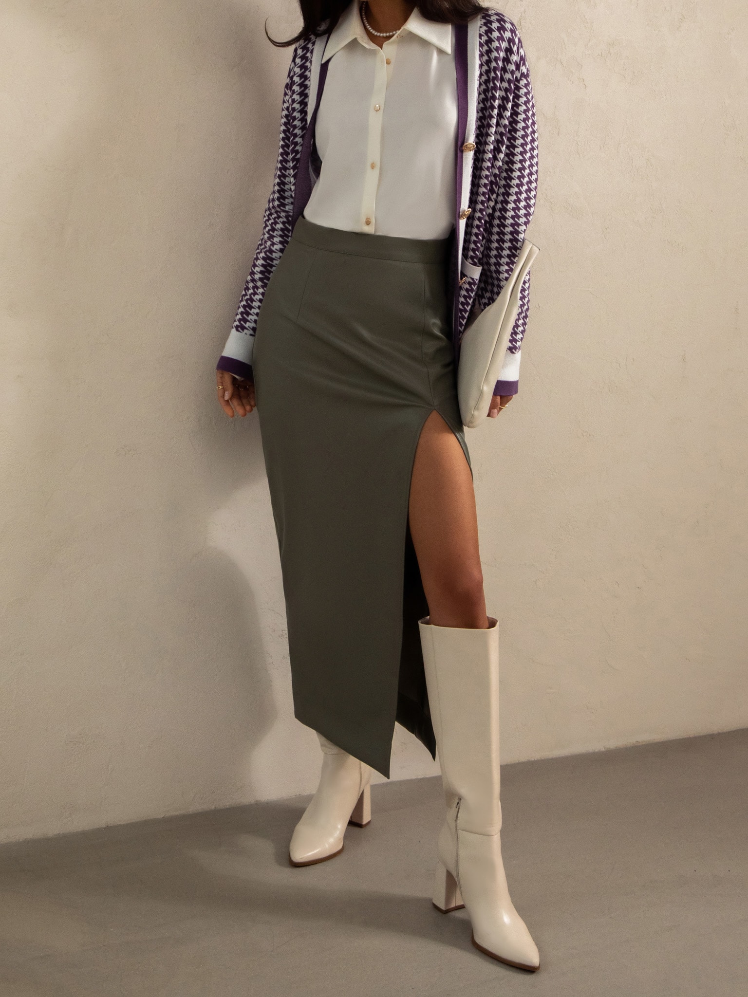 Юбка макси из экокожи с разрезом :: LICHI - Online fashion store