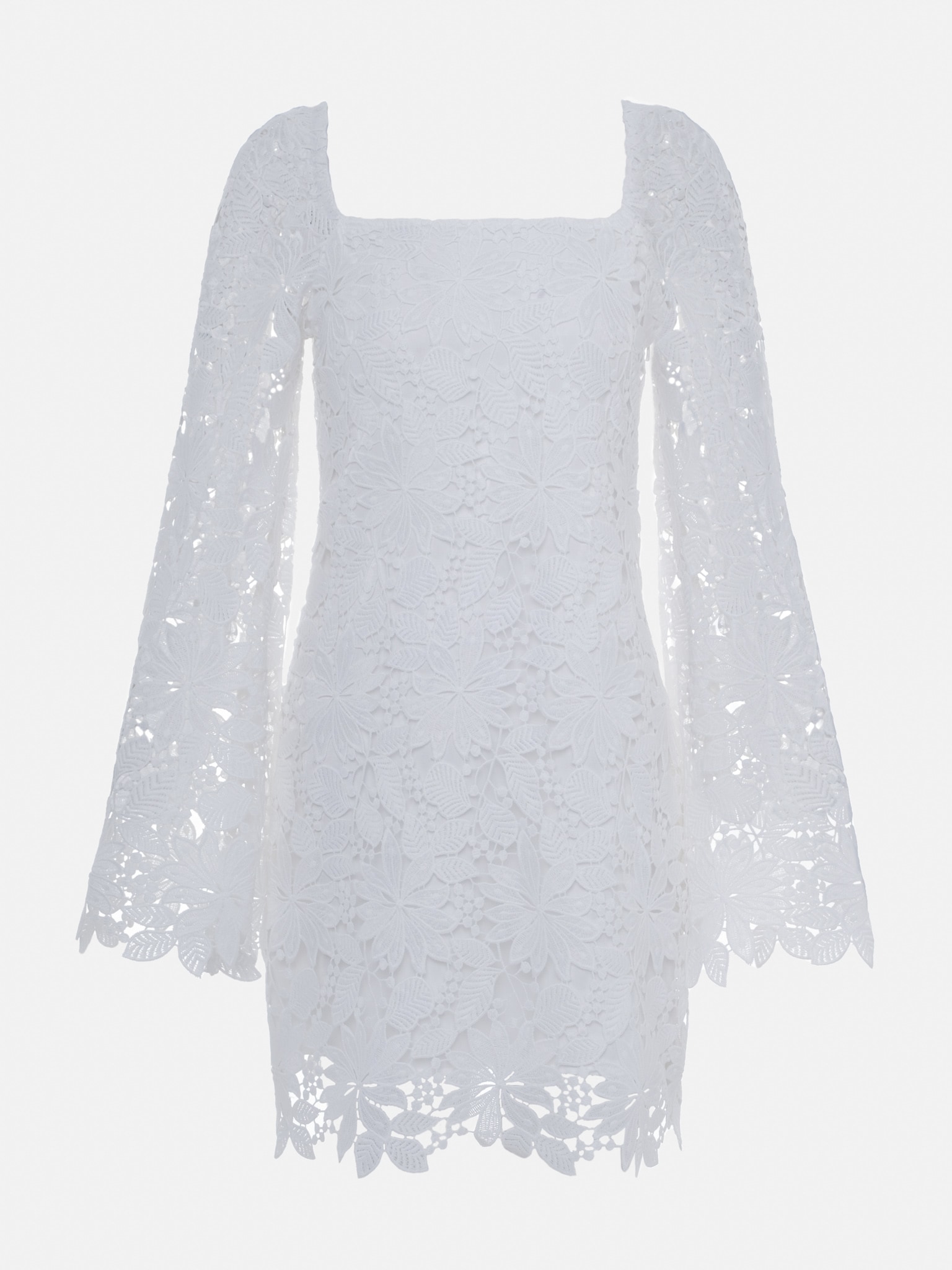 Koronkowa mini sukienka z długim rękawem
