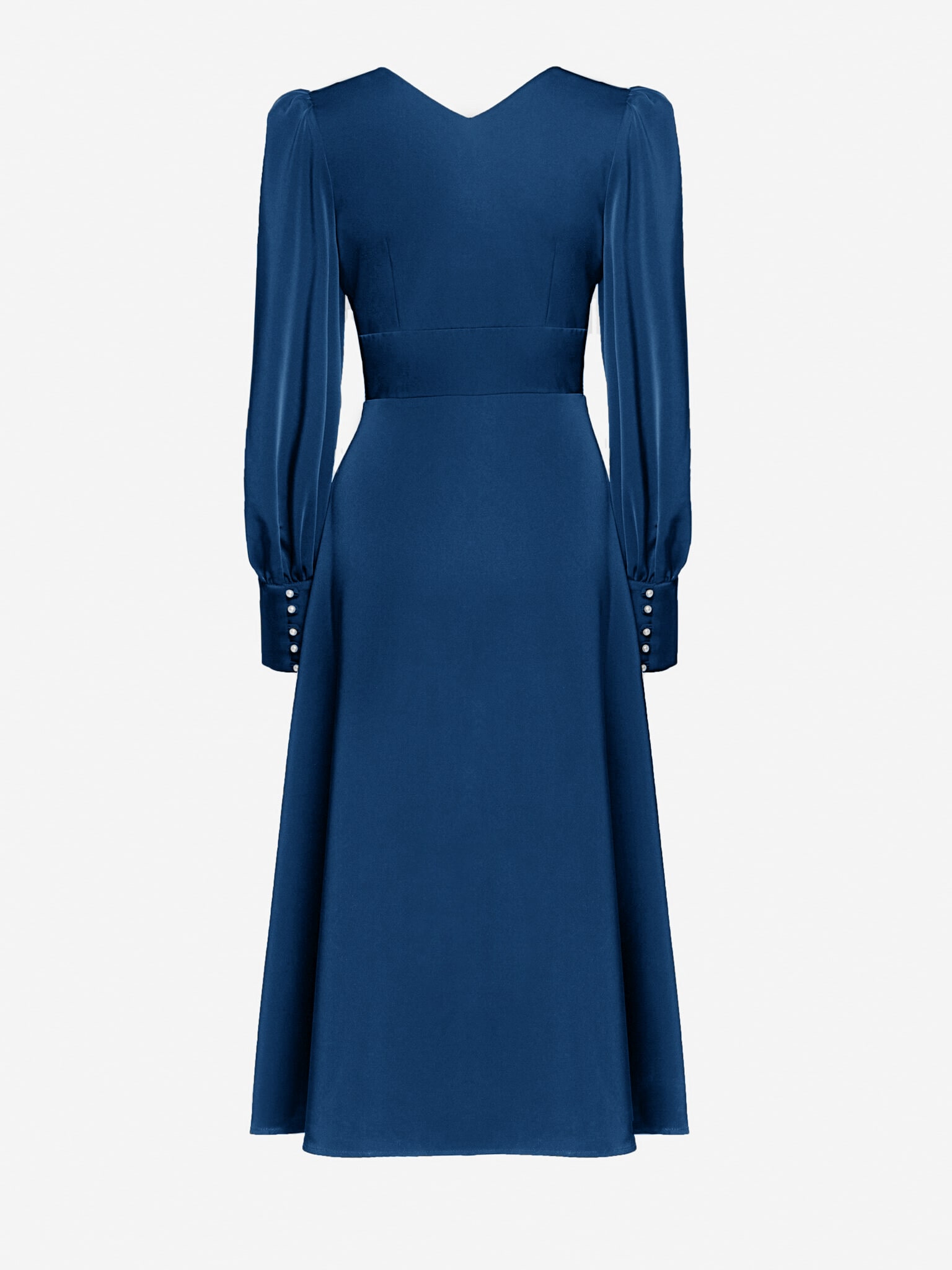 Button-embellished satin midi dress :: LICHI - Online fashion store