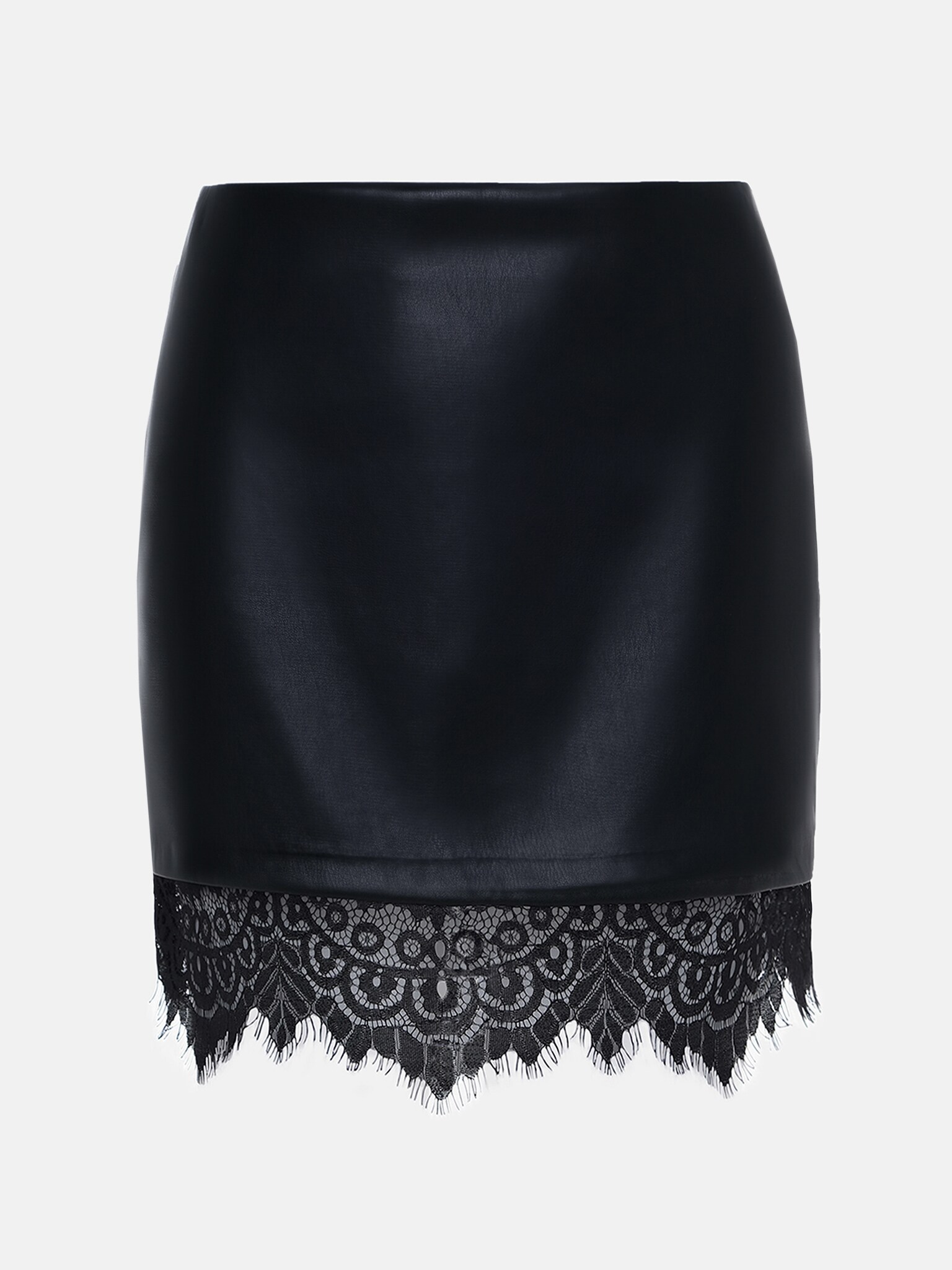 Eco-leather mini skirt with lace decor :: LICHI - Online fashion store