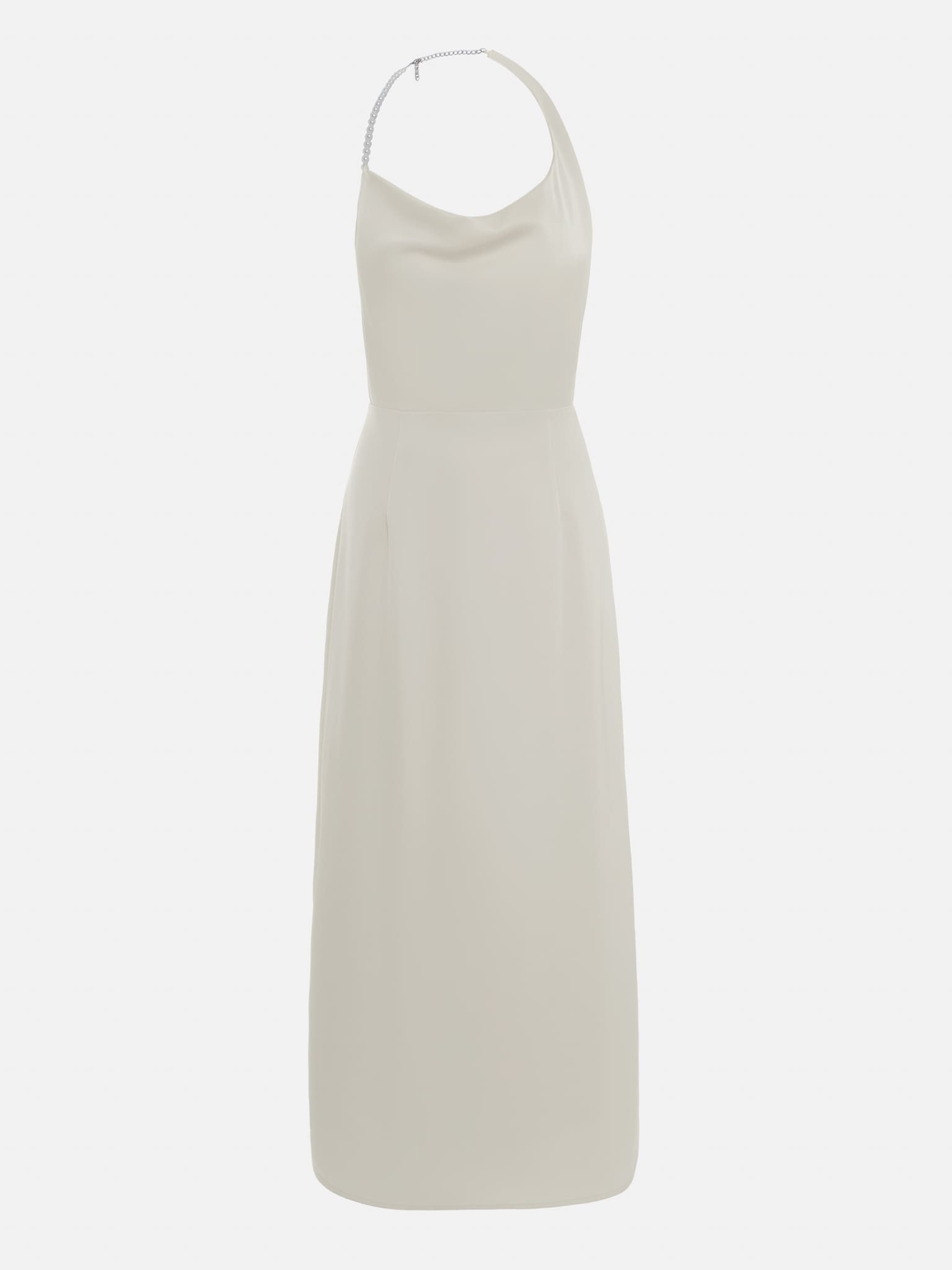 Satin midi dress with pearl halter :: LICHI - Online fashion