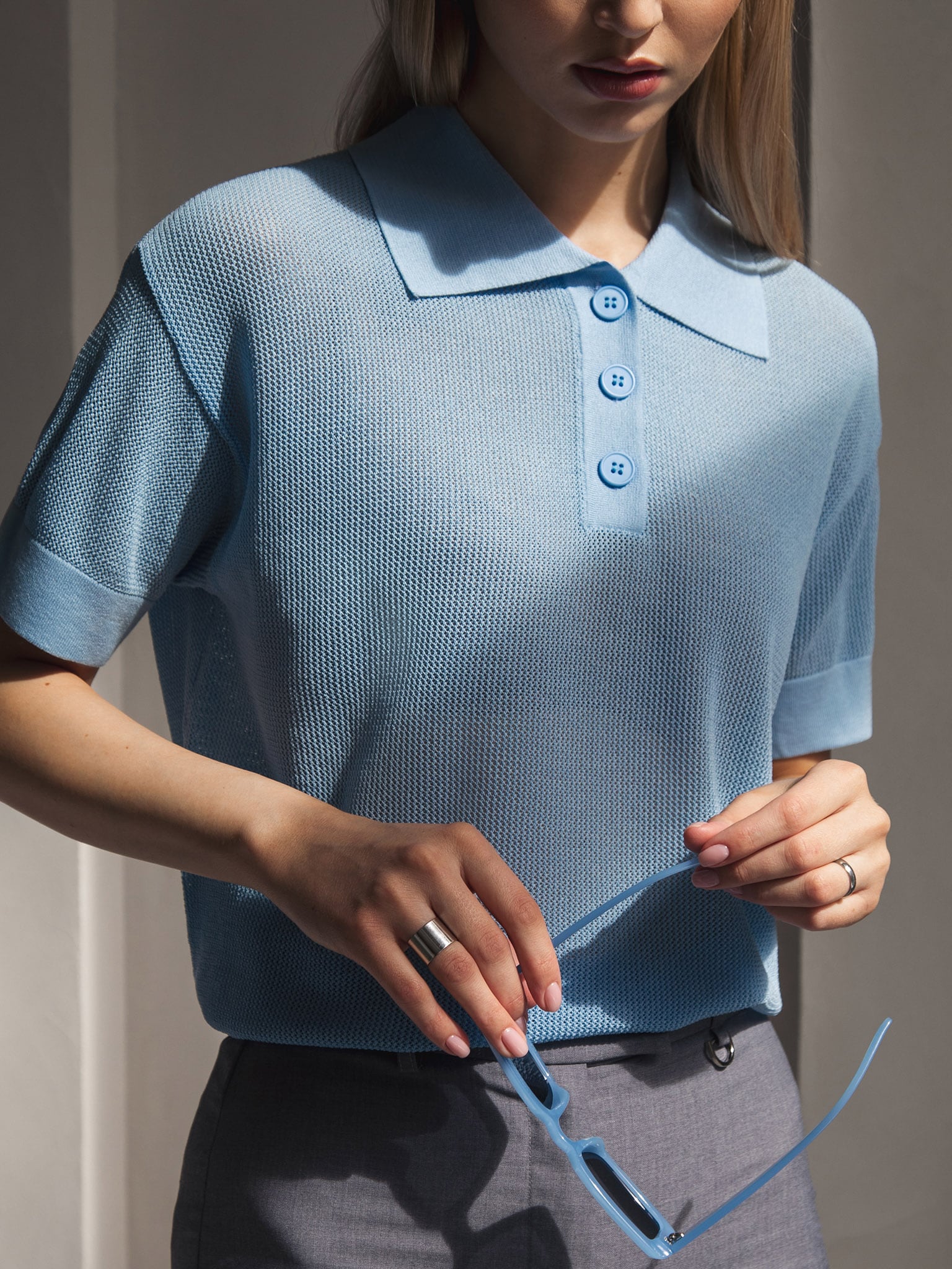 Knitted oversized polo LICHI Online fashion store