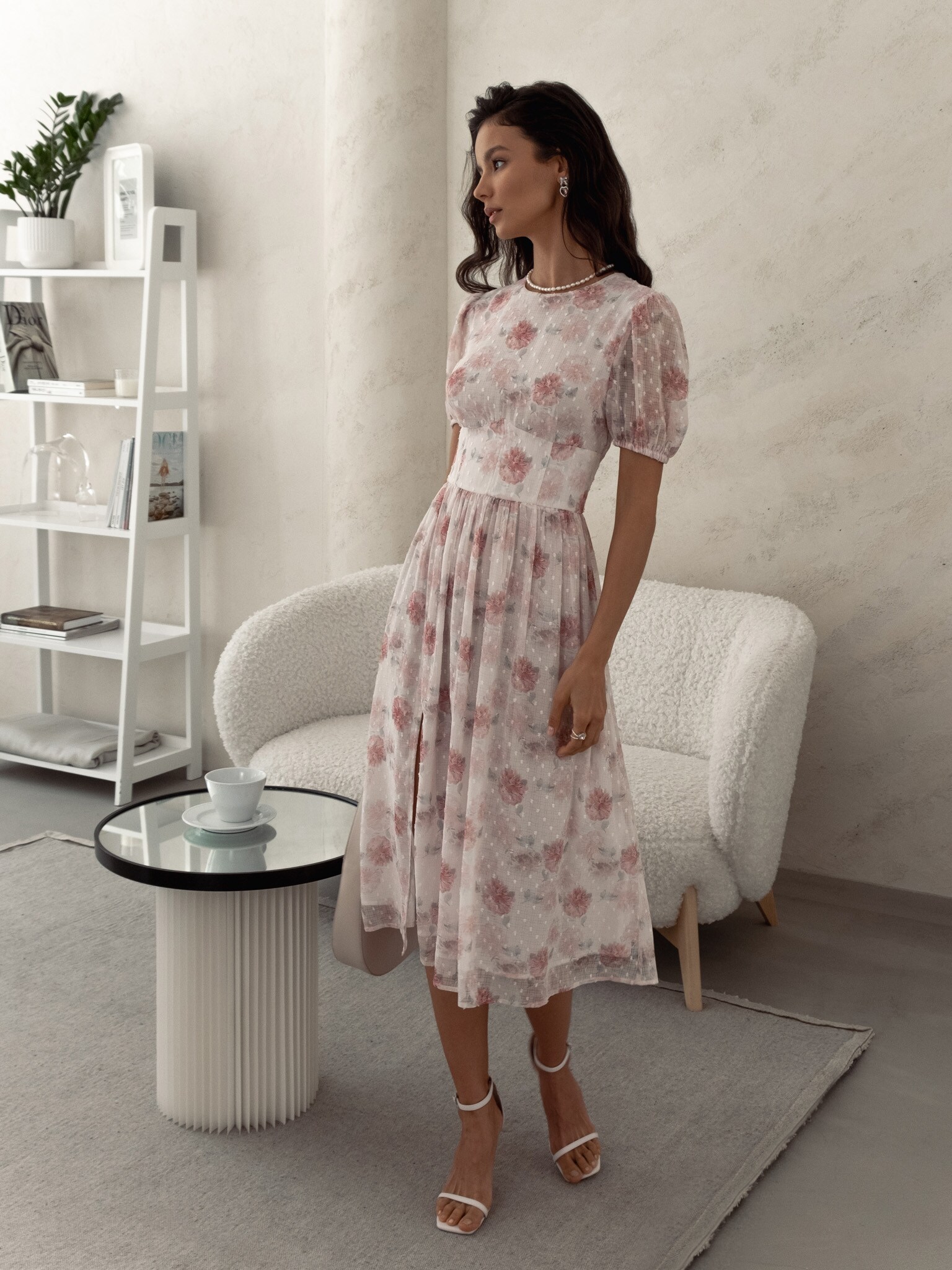Midi dress with floral print