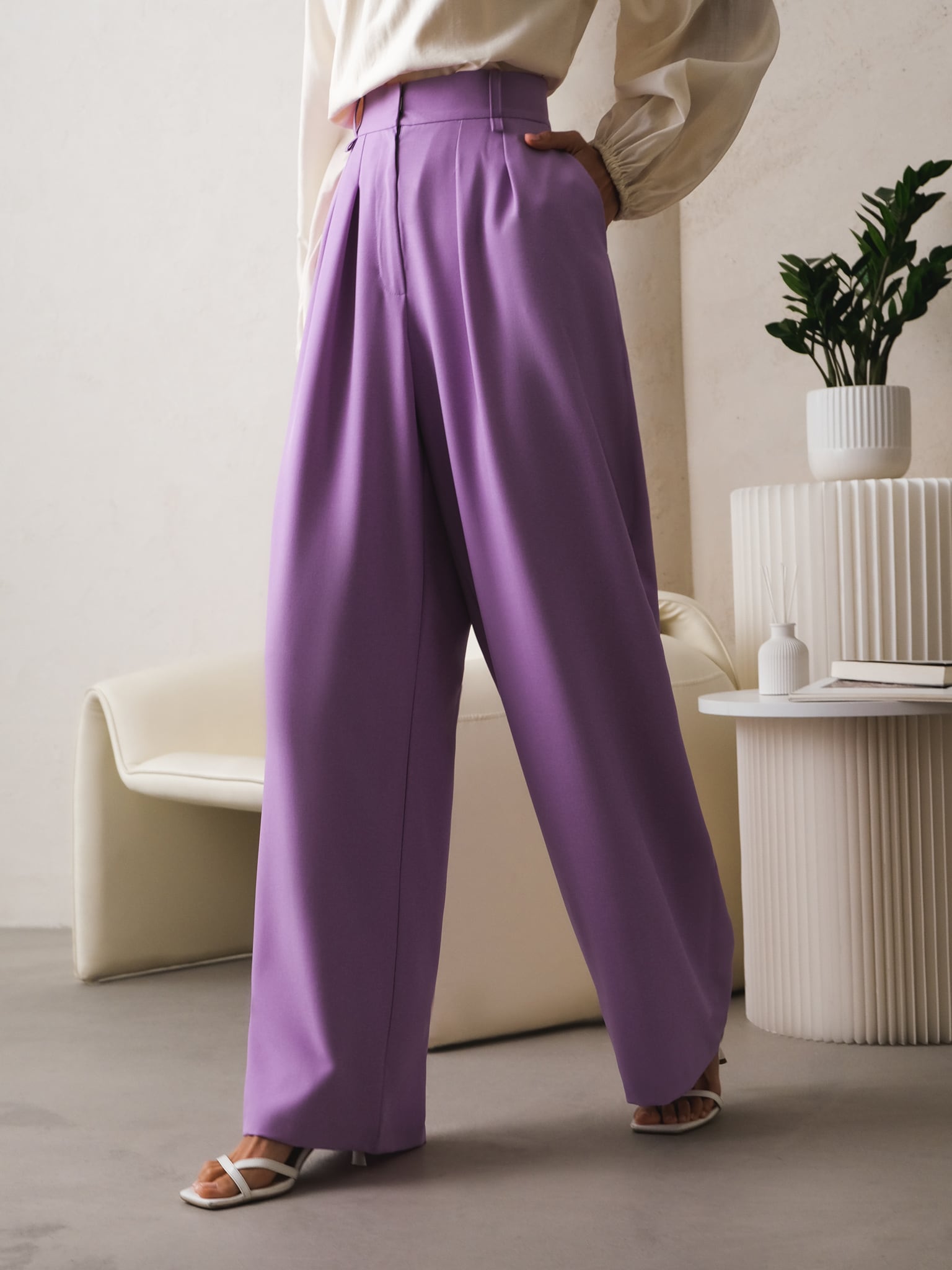 Buy online Purple Solid Wide Leg Trouser from bottom wear for Women by  V-mart for ₹299 at 0% off | 2024 Limeroad.com