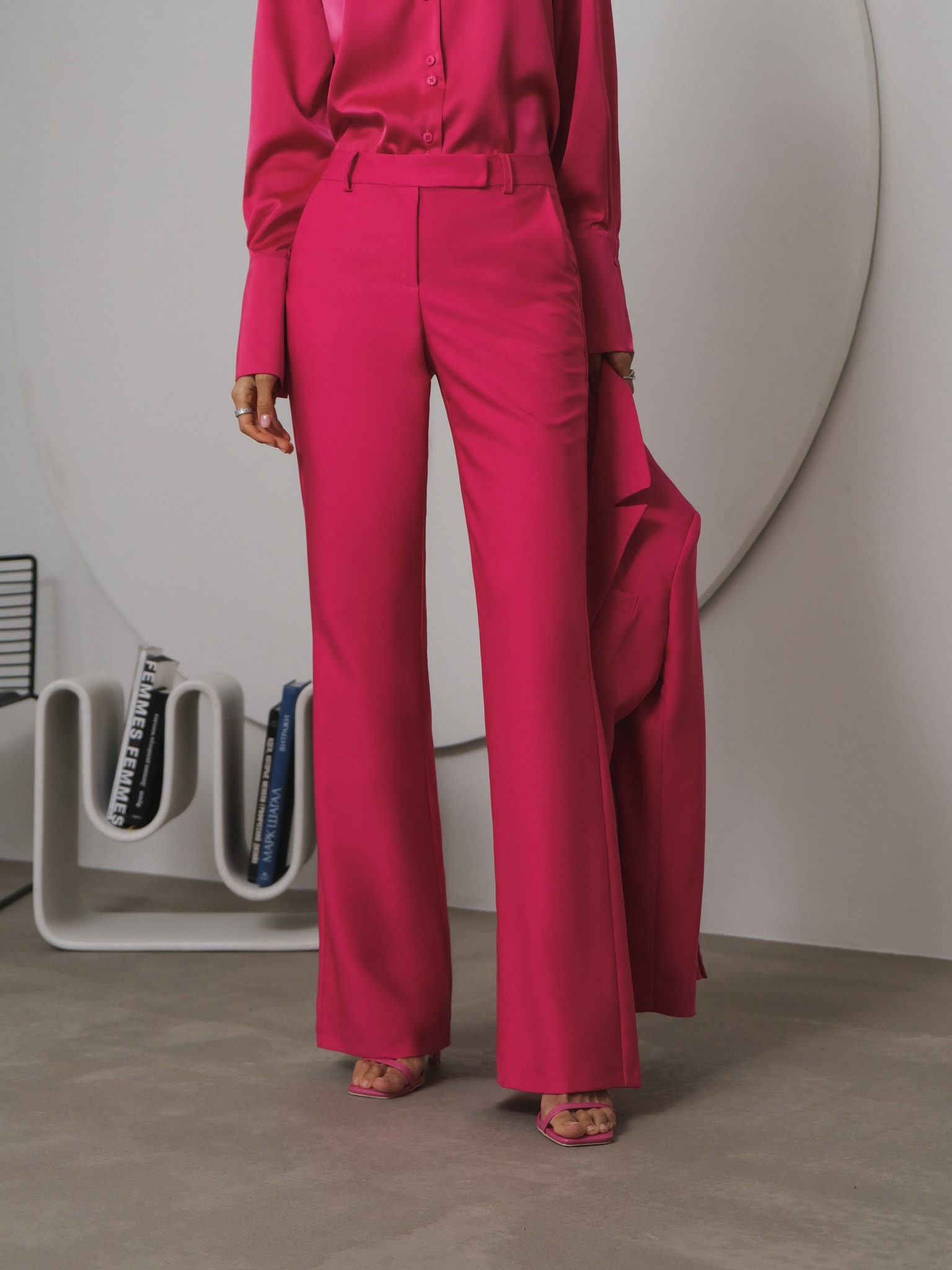 Flared trousers in suiting fabric :: LICHI - Online fashion store