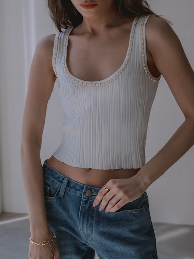 Ribbed-jersey crop top :: LICHI - Online fashion store