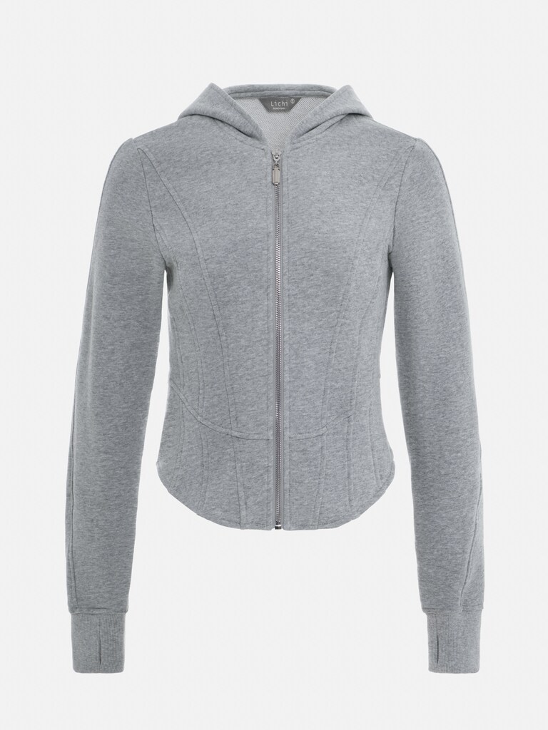 LICHI - Online fashion store :: Cropped french terry zip-up hoodie