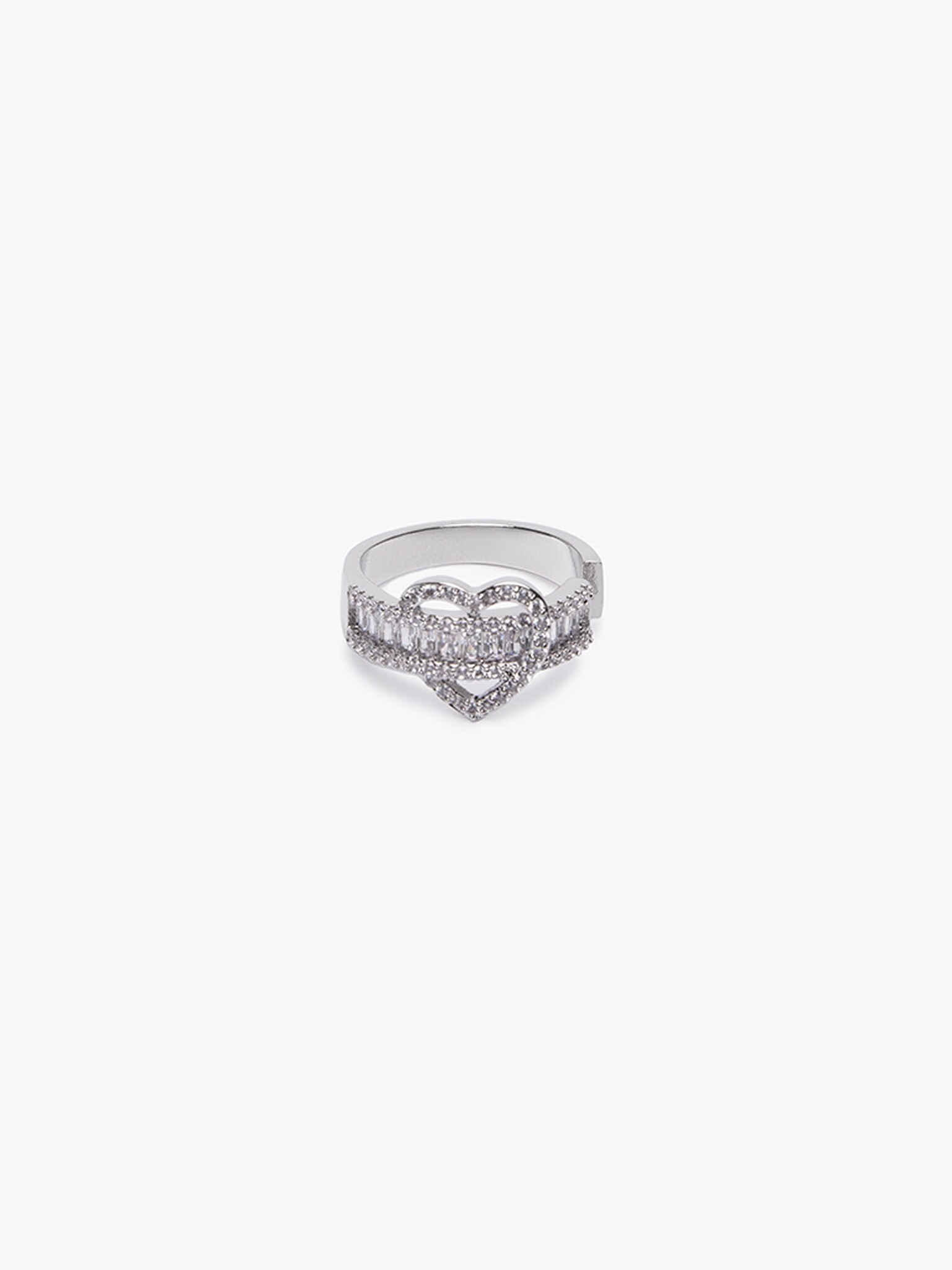 Серебристое кольцо с сердцем из страз :: LICHI - Online fashion store