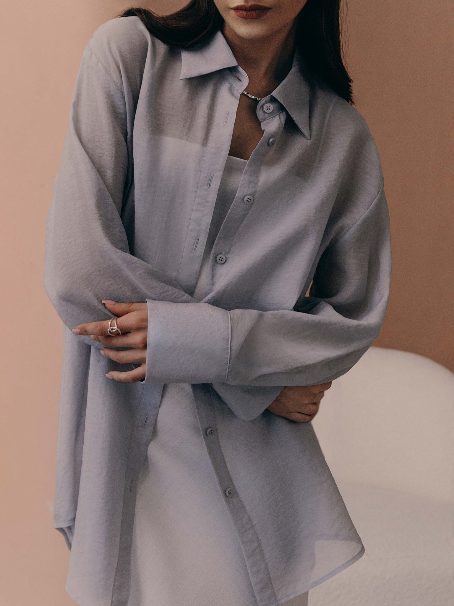 Рубашка оверсайз из фактурной ткани