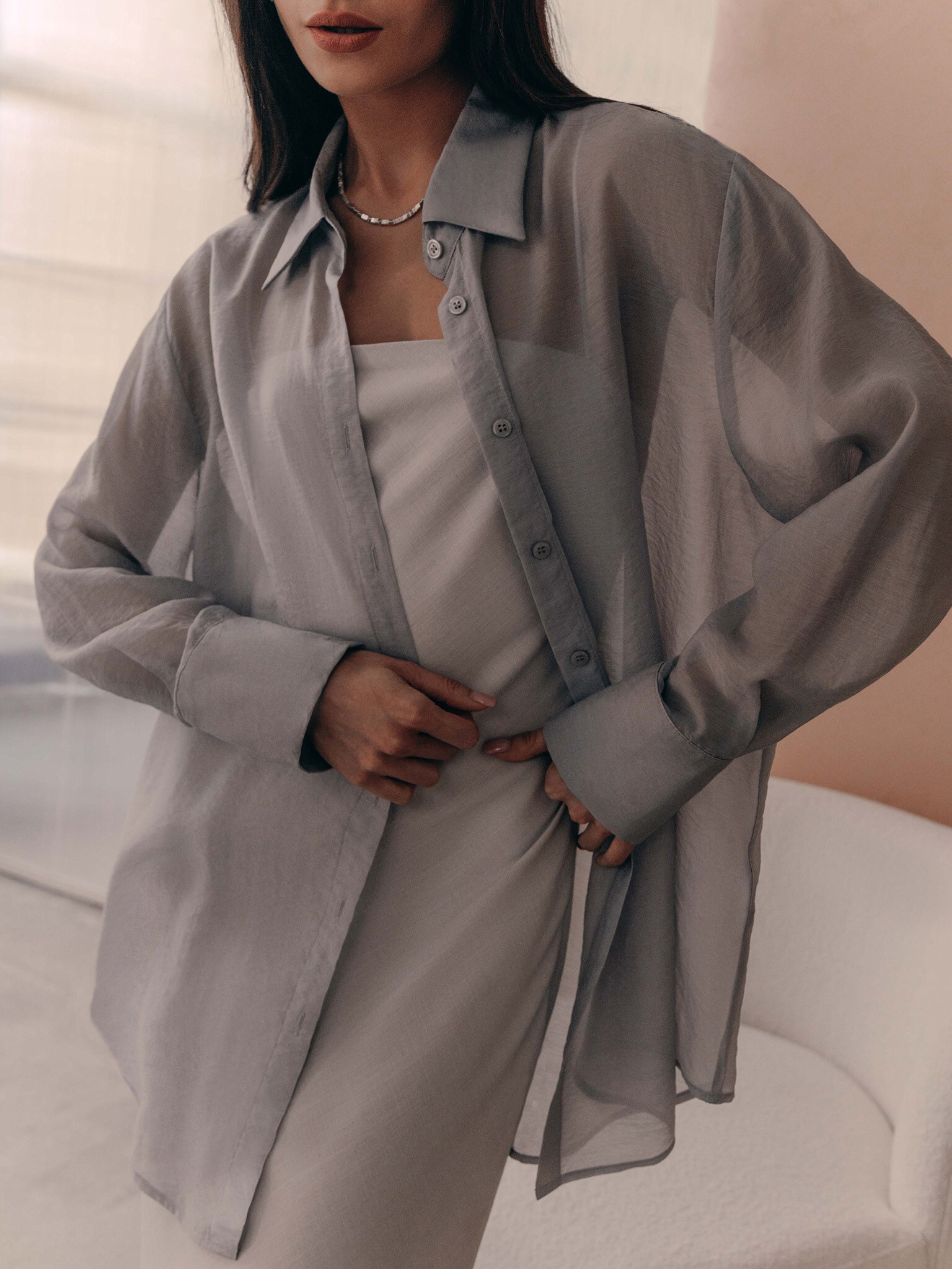 Рубашка оверсайз из фактурной ткани