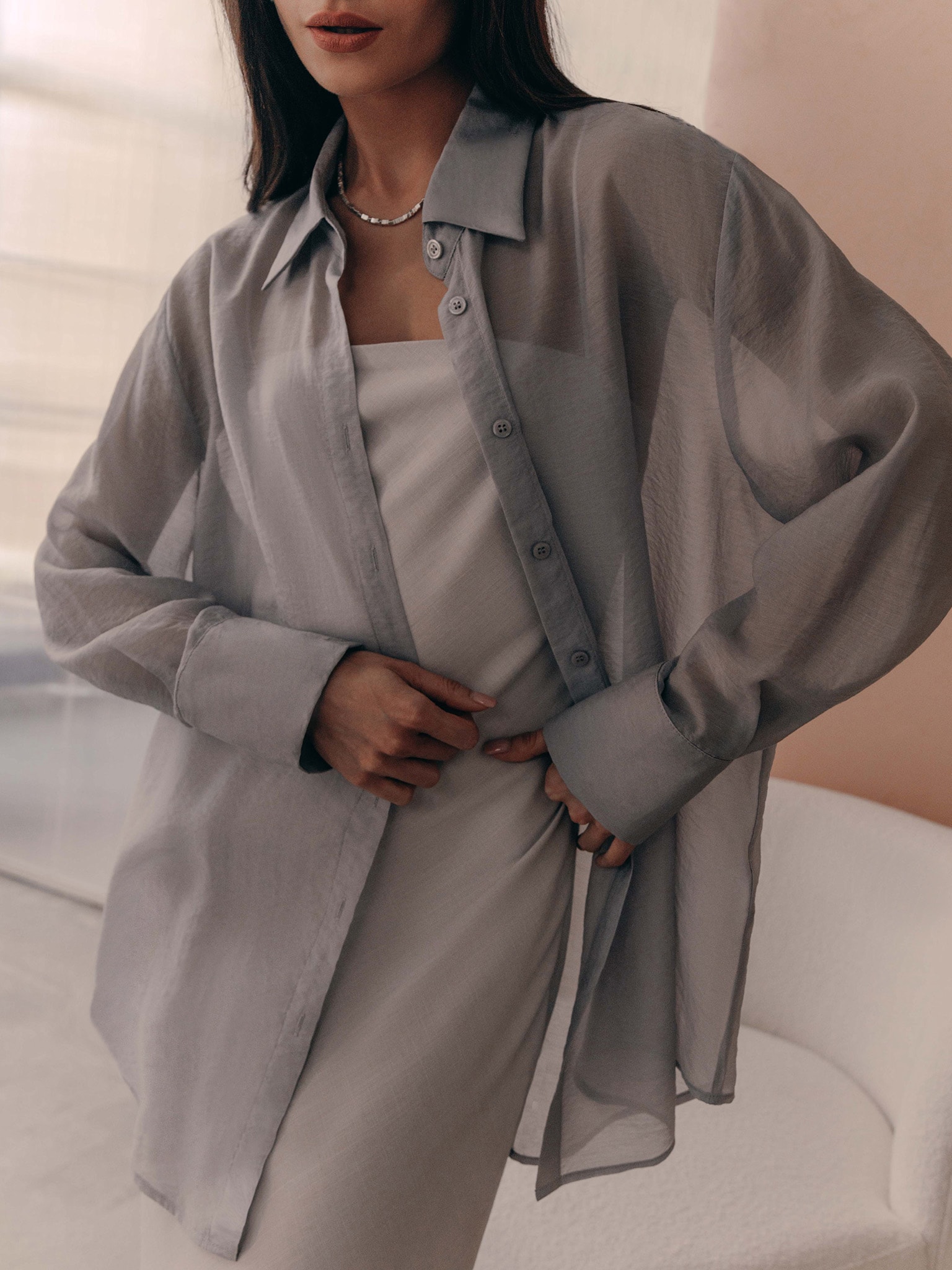 Рубашка оверсайз из фактурной ткани