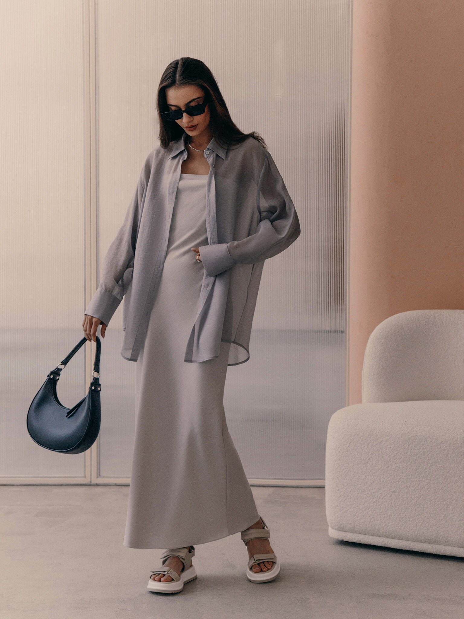 Рубашка оверсайз из фактурной ткани