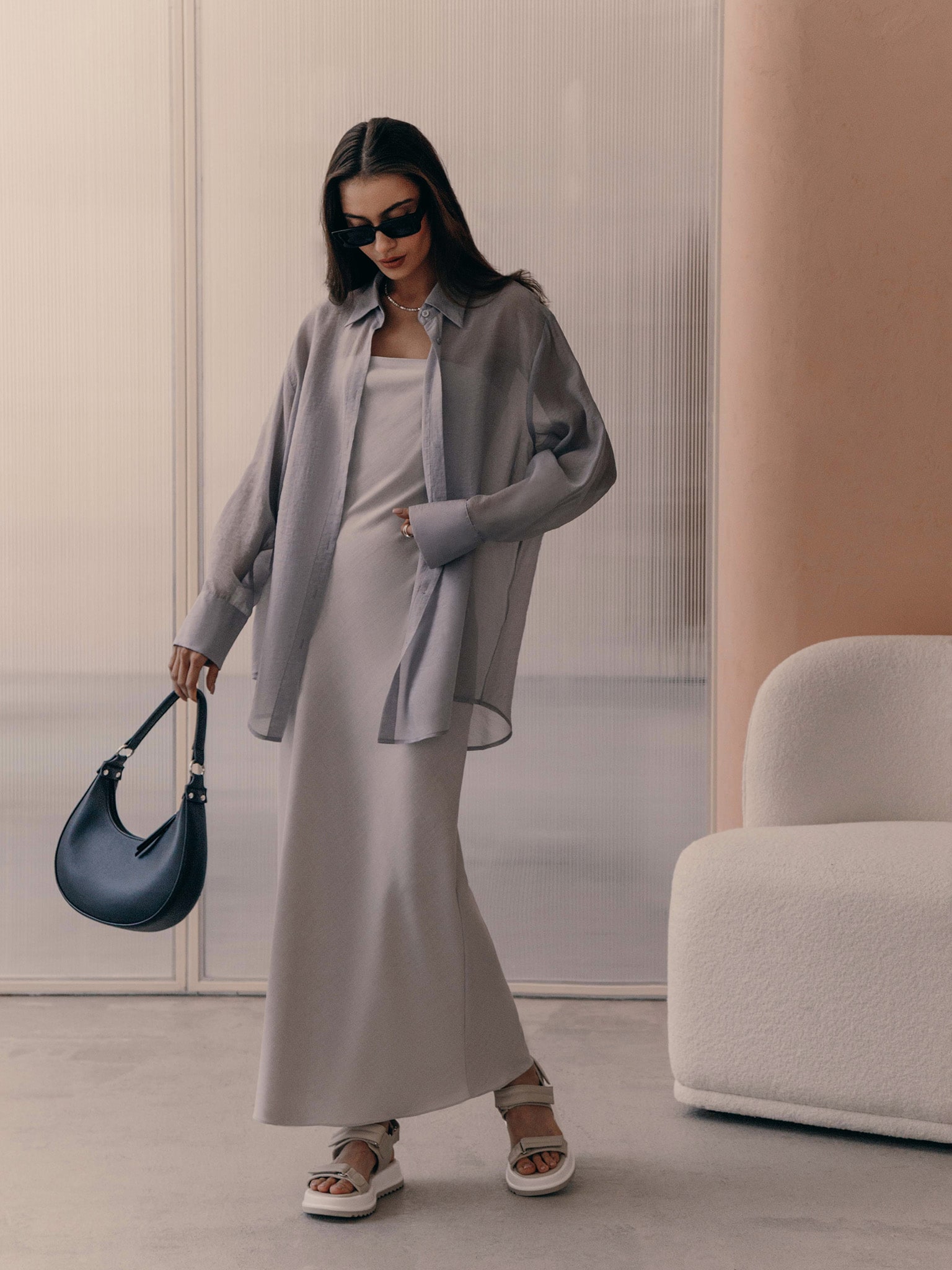 Рубашка оверсайз из фактурной ткани