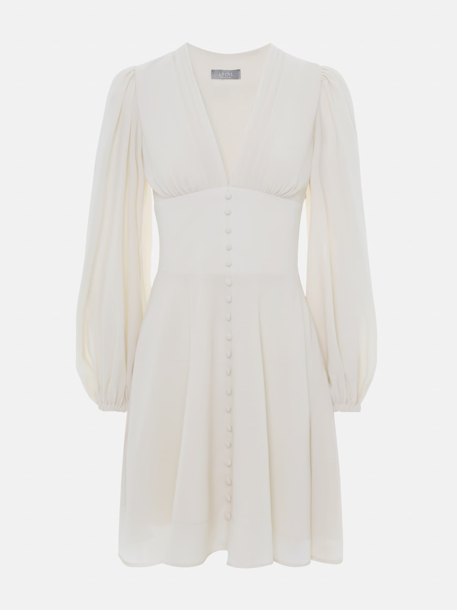 Button-embellished light mini dress :: LICHI - Online fashion store