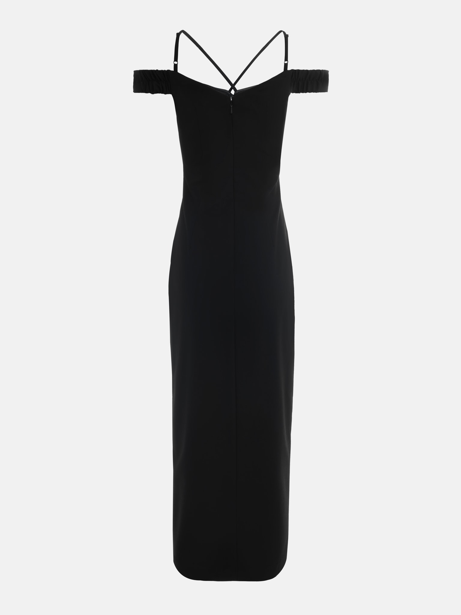 Fitted maxi dress with contrasting bow on bodice