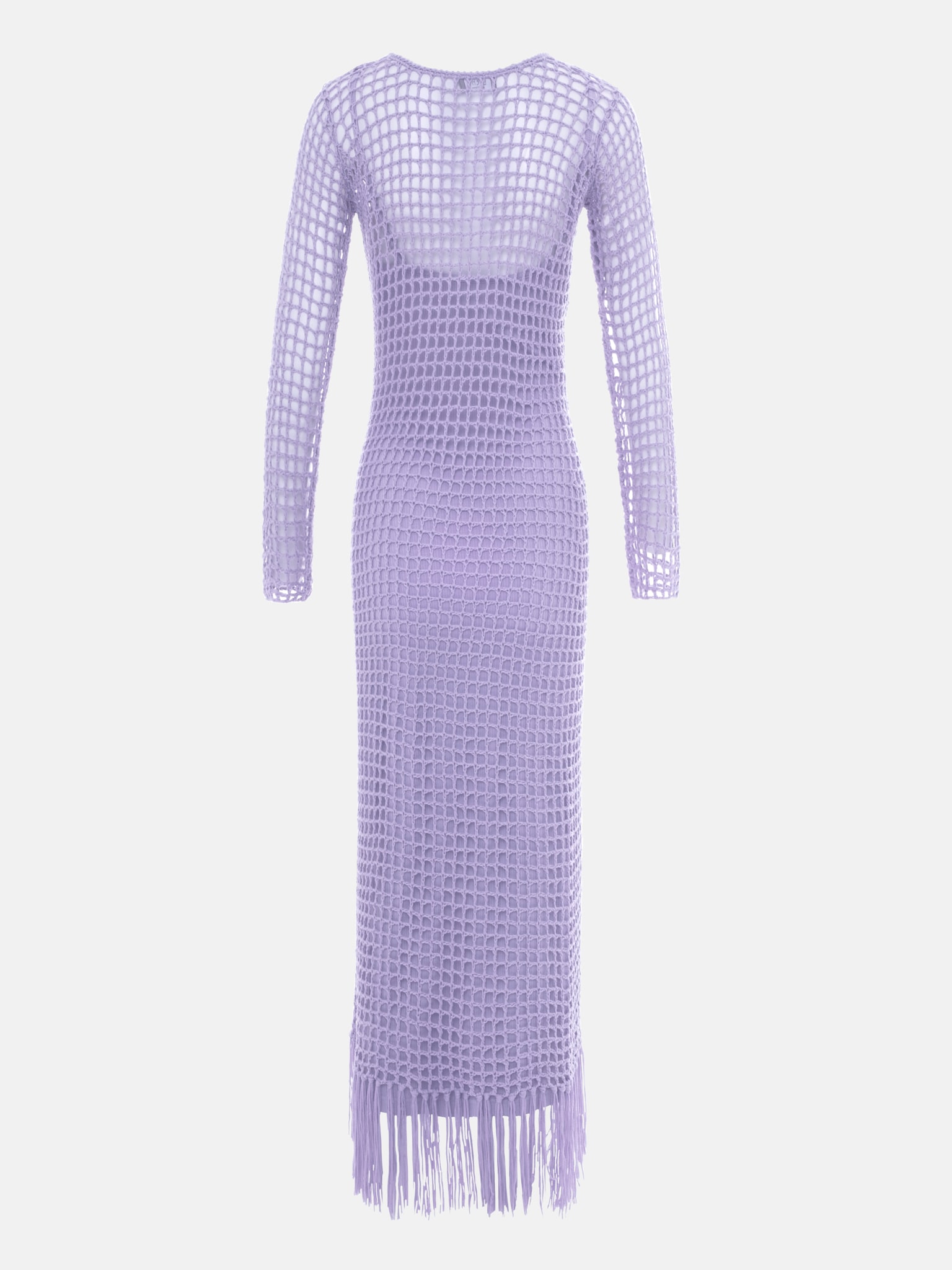 Mesh midi dress with fringed skirt :: LICHI - Online fashion store