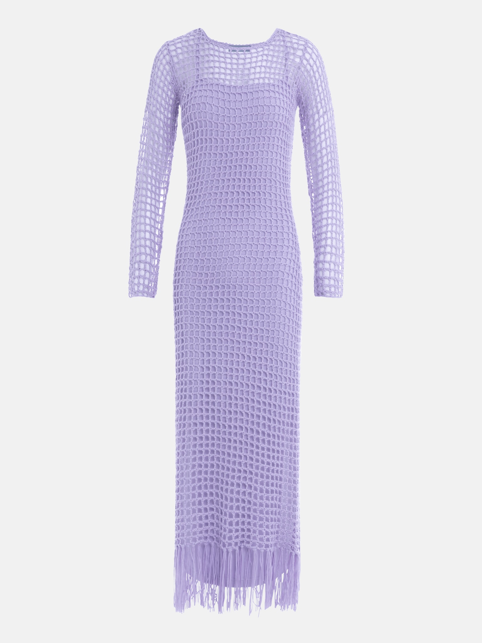 Mesh midi dress with fringed skirt :: LICHI - Online fashion store