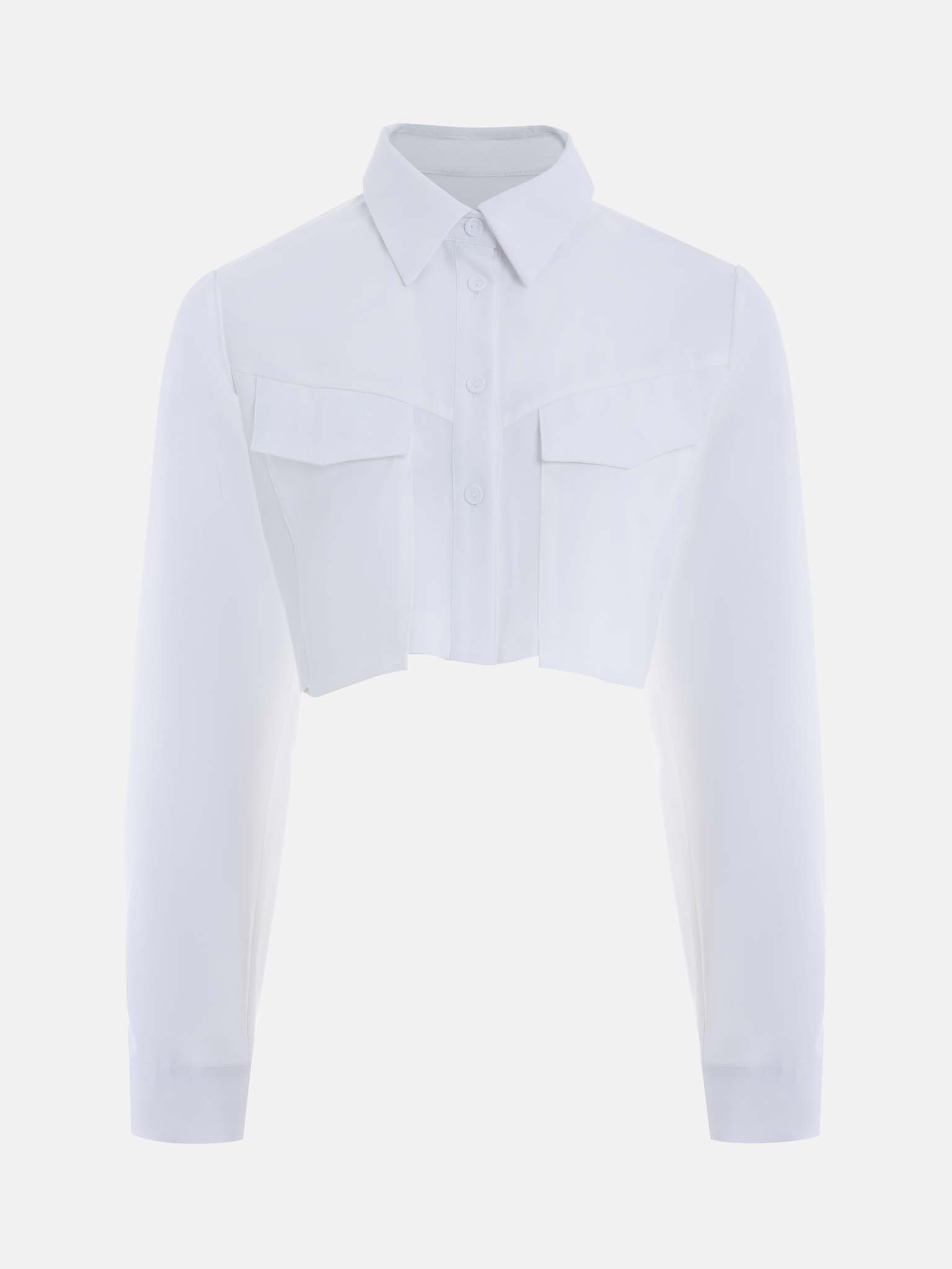 Cropped shirt with asymmetric bottom edge