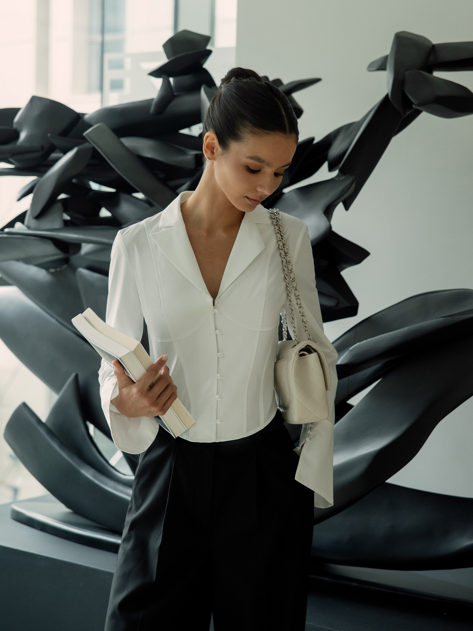 Corset blouse with lapel collar :: LICHI - Online fashion store