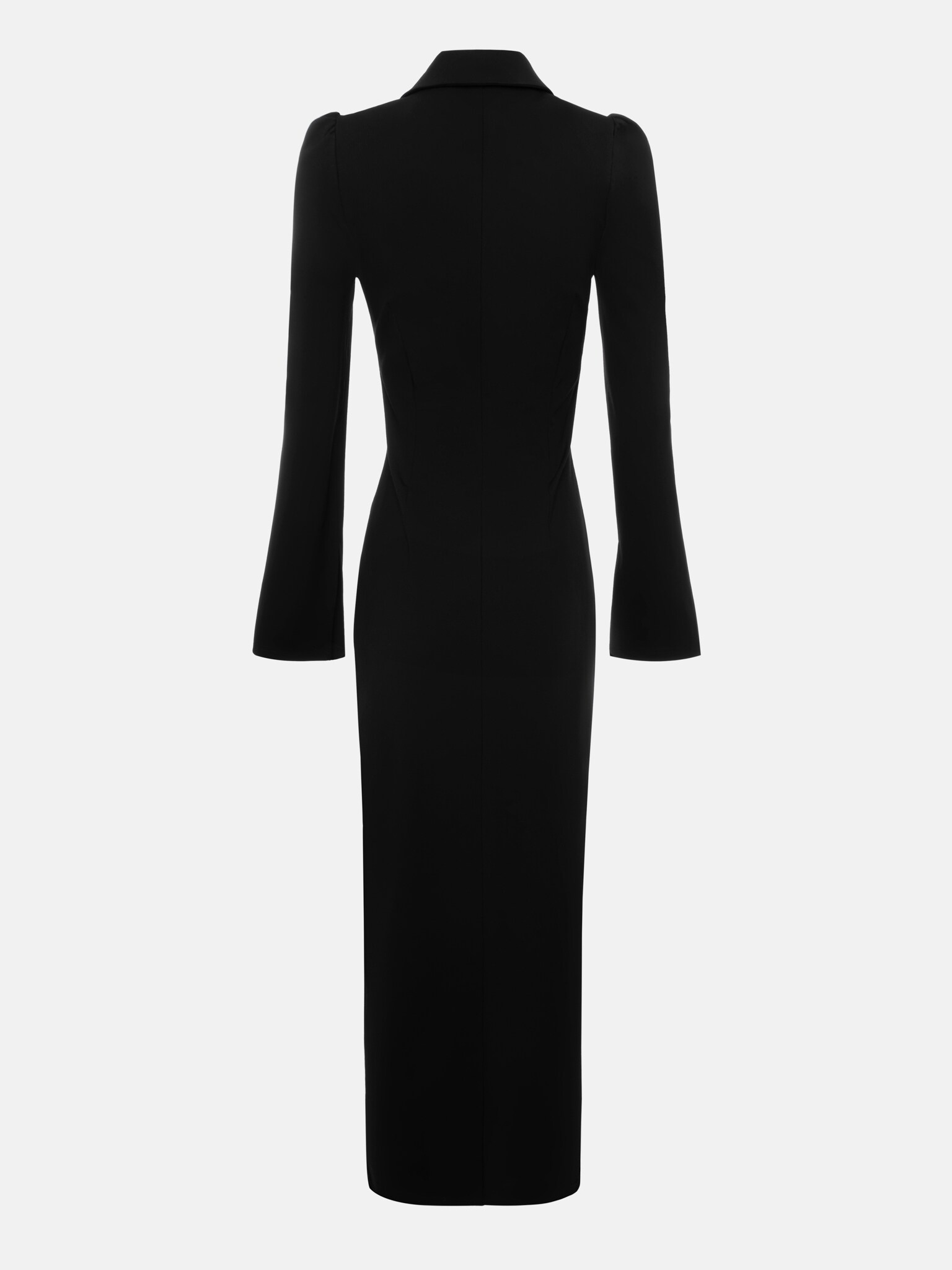 Maxi bodycon dress with turned-down collar and metal zip