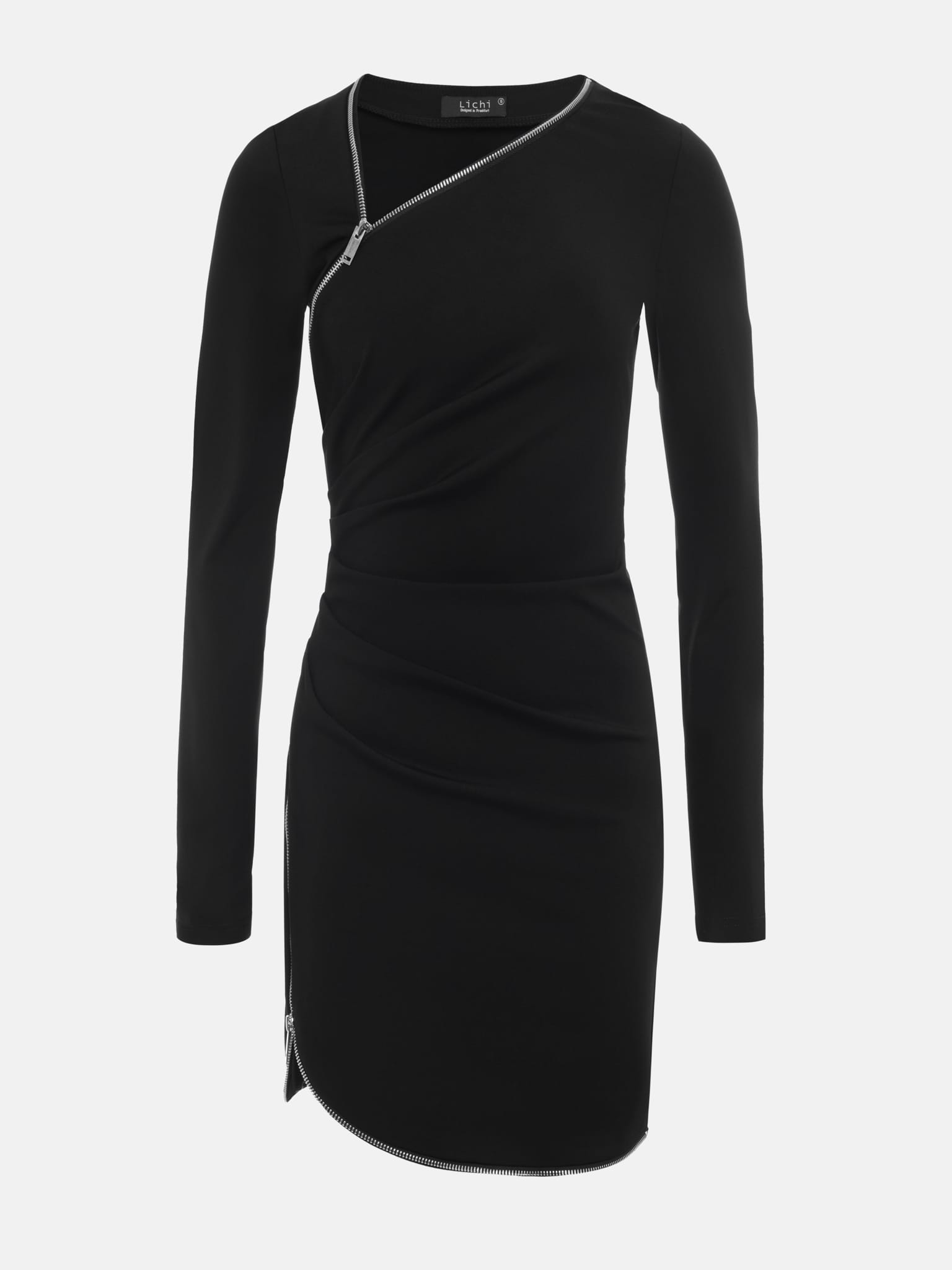Mini dress with diagonal zips :: LICHI - Online fashion store