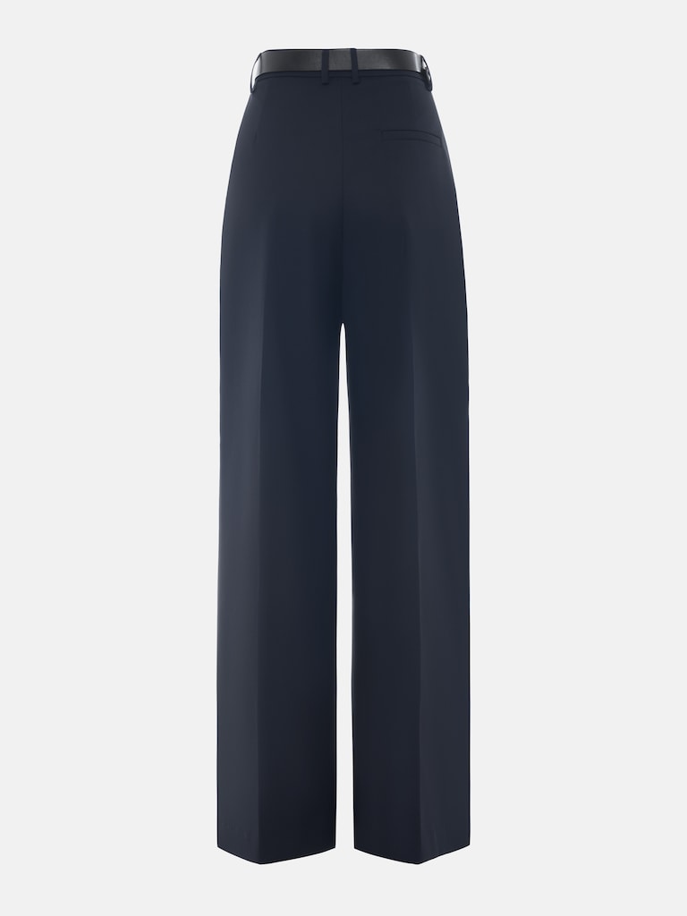 Trousers with a wide eco-leather belt