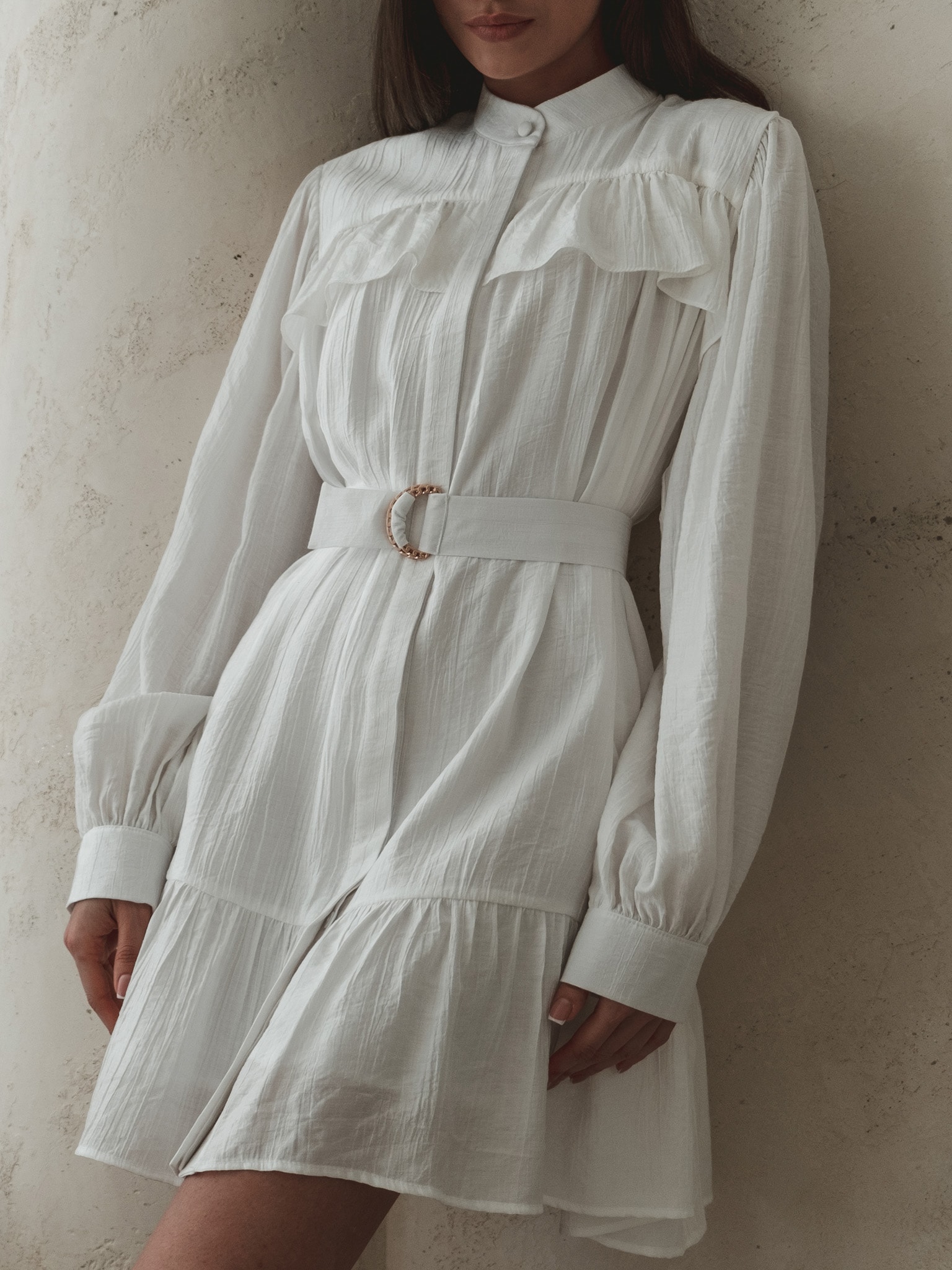 Mini dress with concealed fastening and wide belt :: LICHI - Online ...