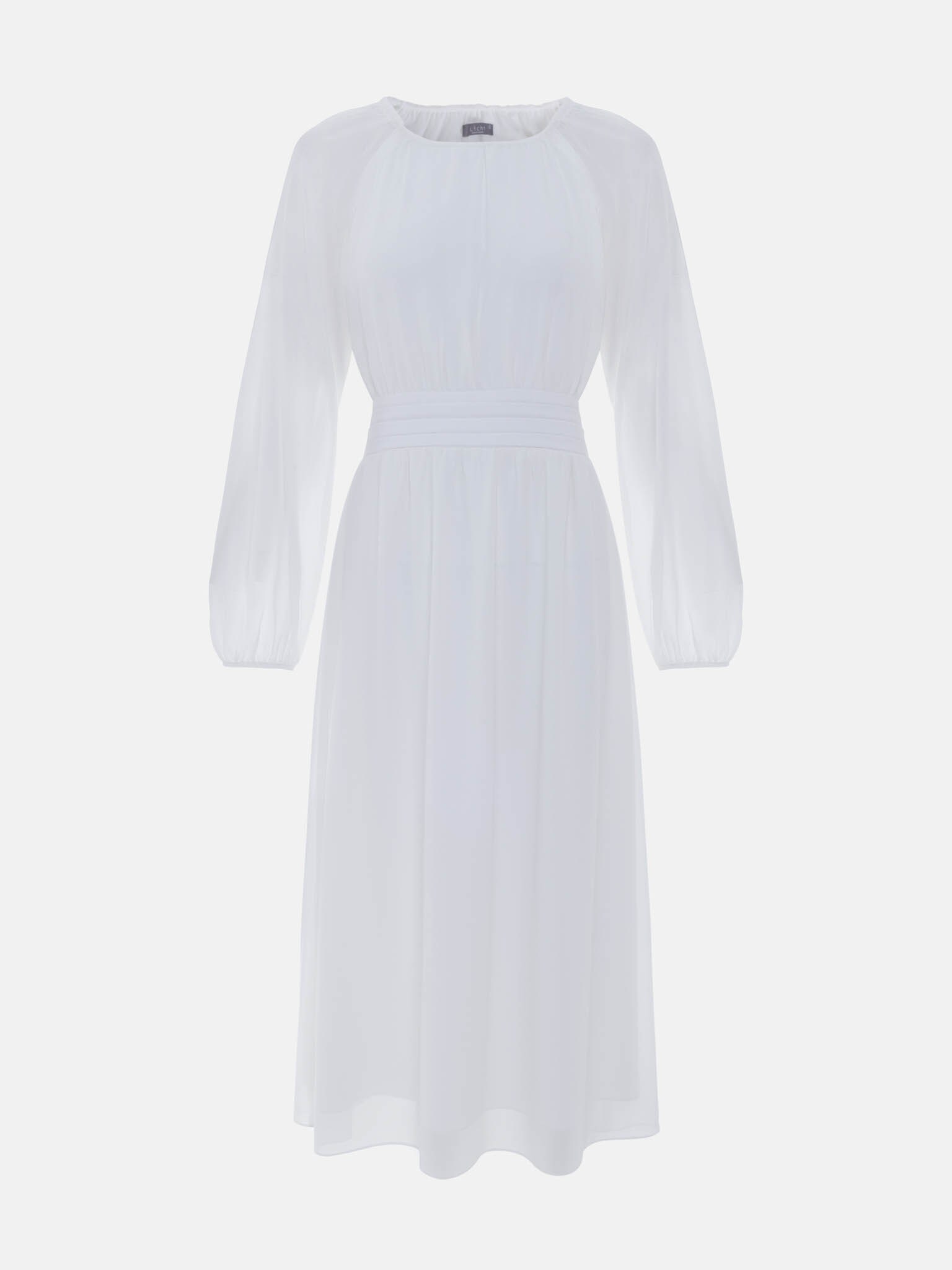 Легкое платье миди с лентами на талии